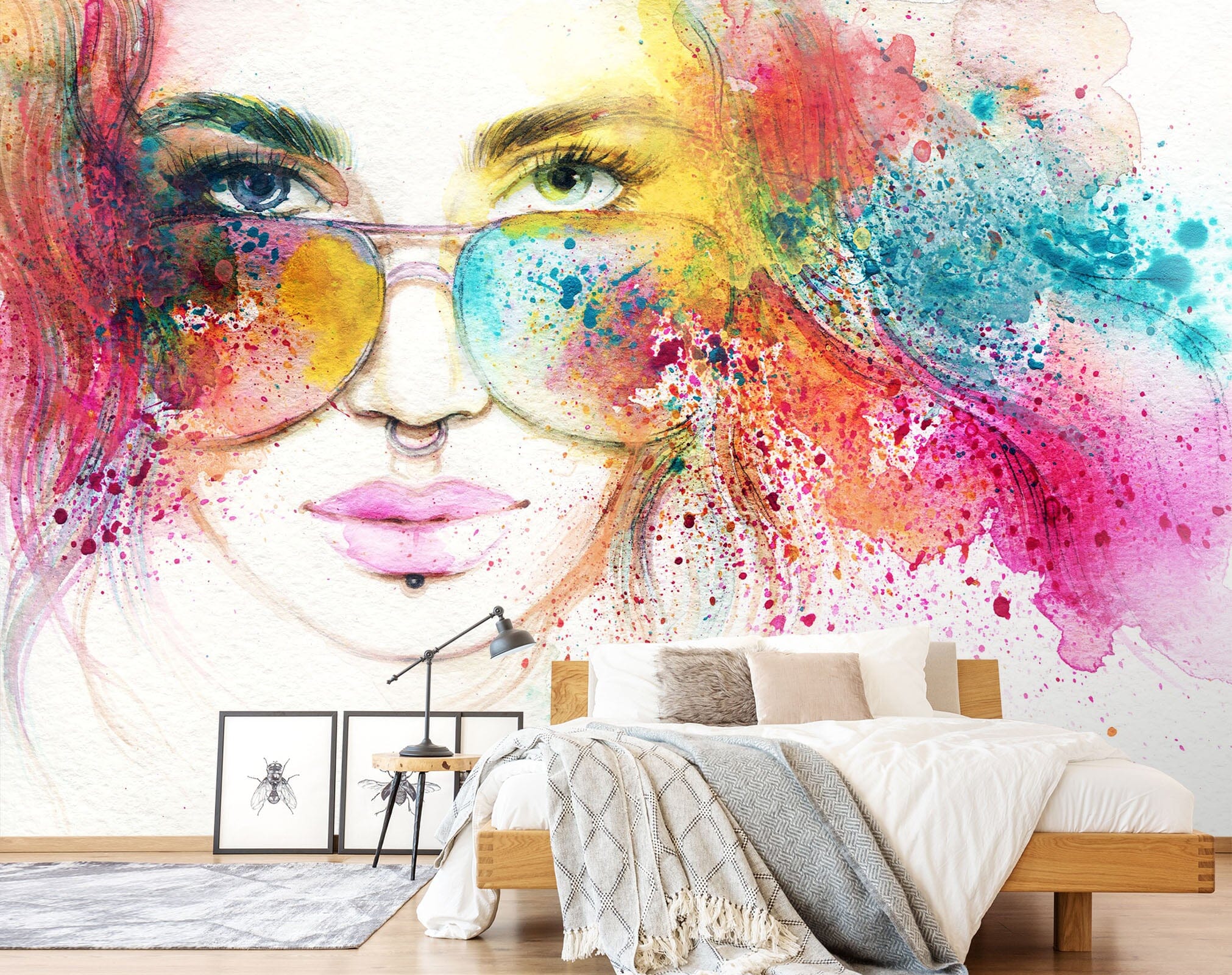 3D Color Glasses Girl 136 Wall Murals Wallpaper AJ Wallpaper 2 