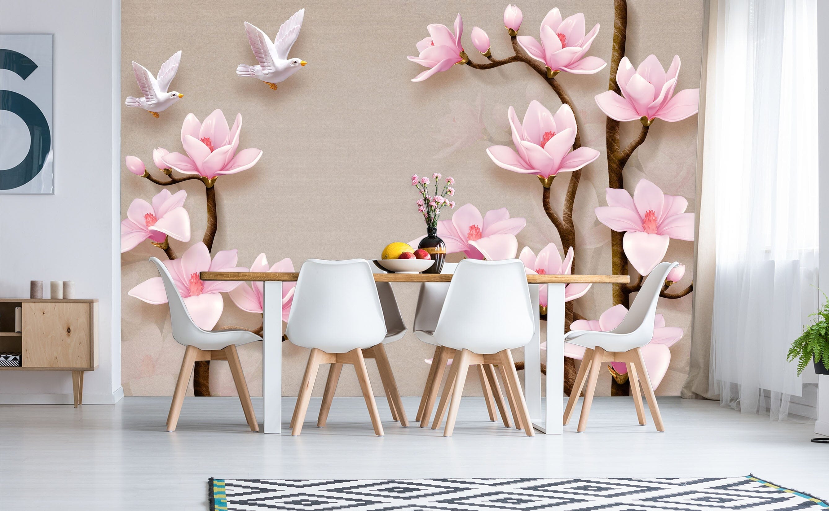 3D Pink Flowers 1466 Wall Murals Wallpaper AJ Wallpaper 2 