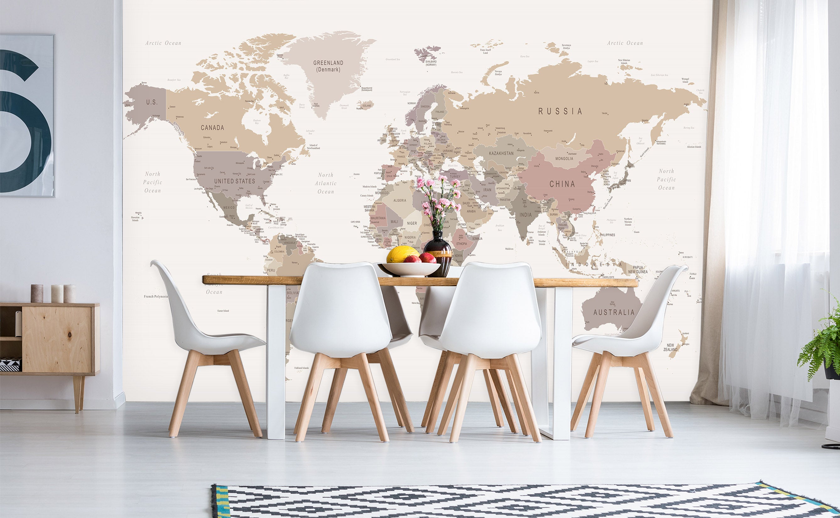 3D Pink World Map 1128 Wall Murals
