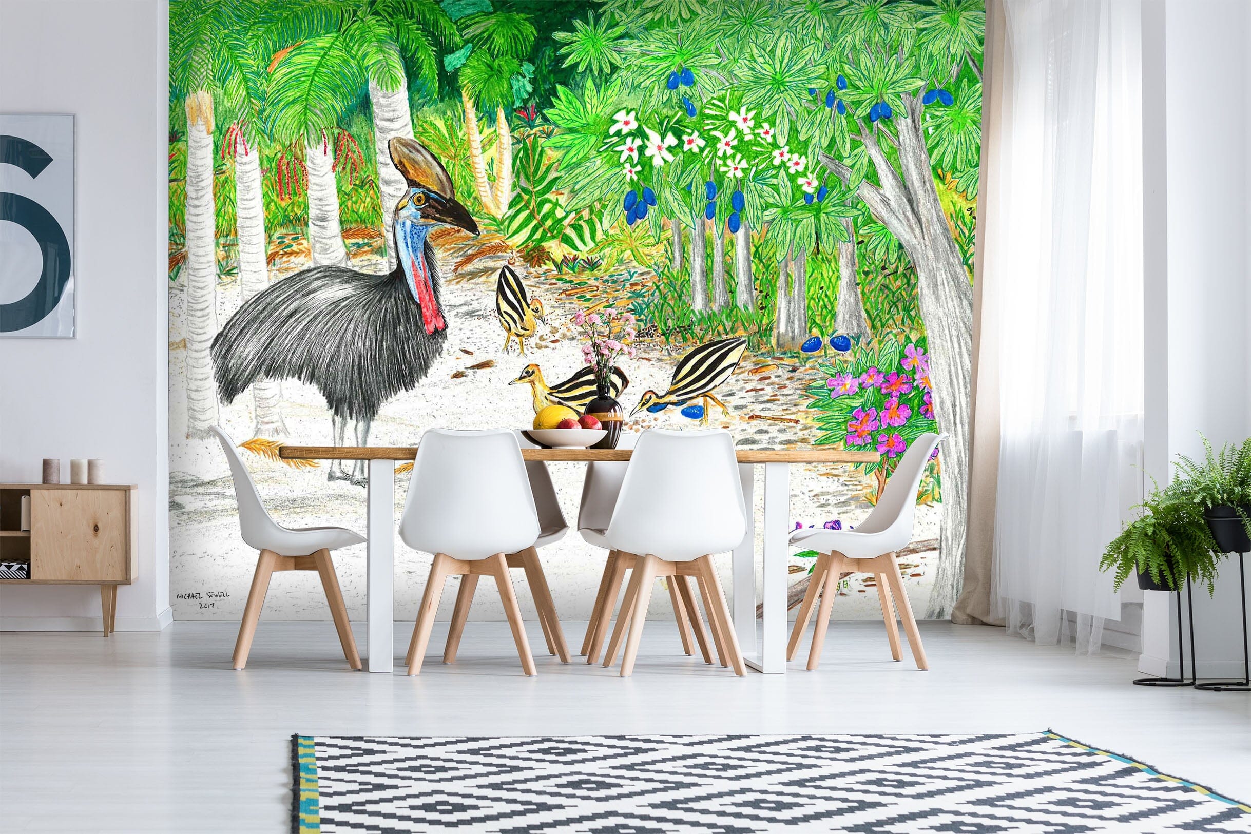 3D Forest Ostrich 1403 Michael Sewell Wall Mural Wall Murals Wallpaper AJ Wallpaper 2 