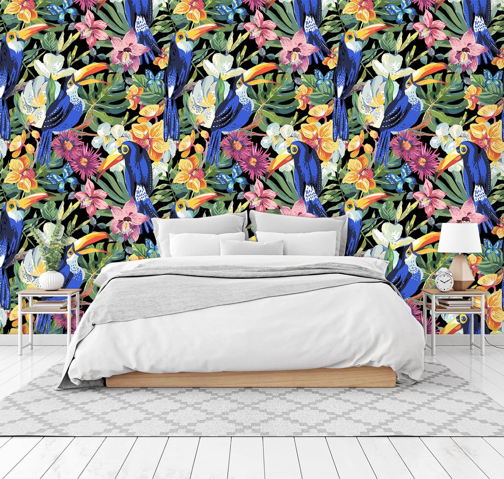 3D Blue Parrot Flower 50 Wall Murals Wallpaper AJ Wallpaper 2 