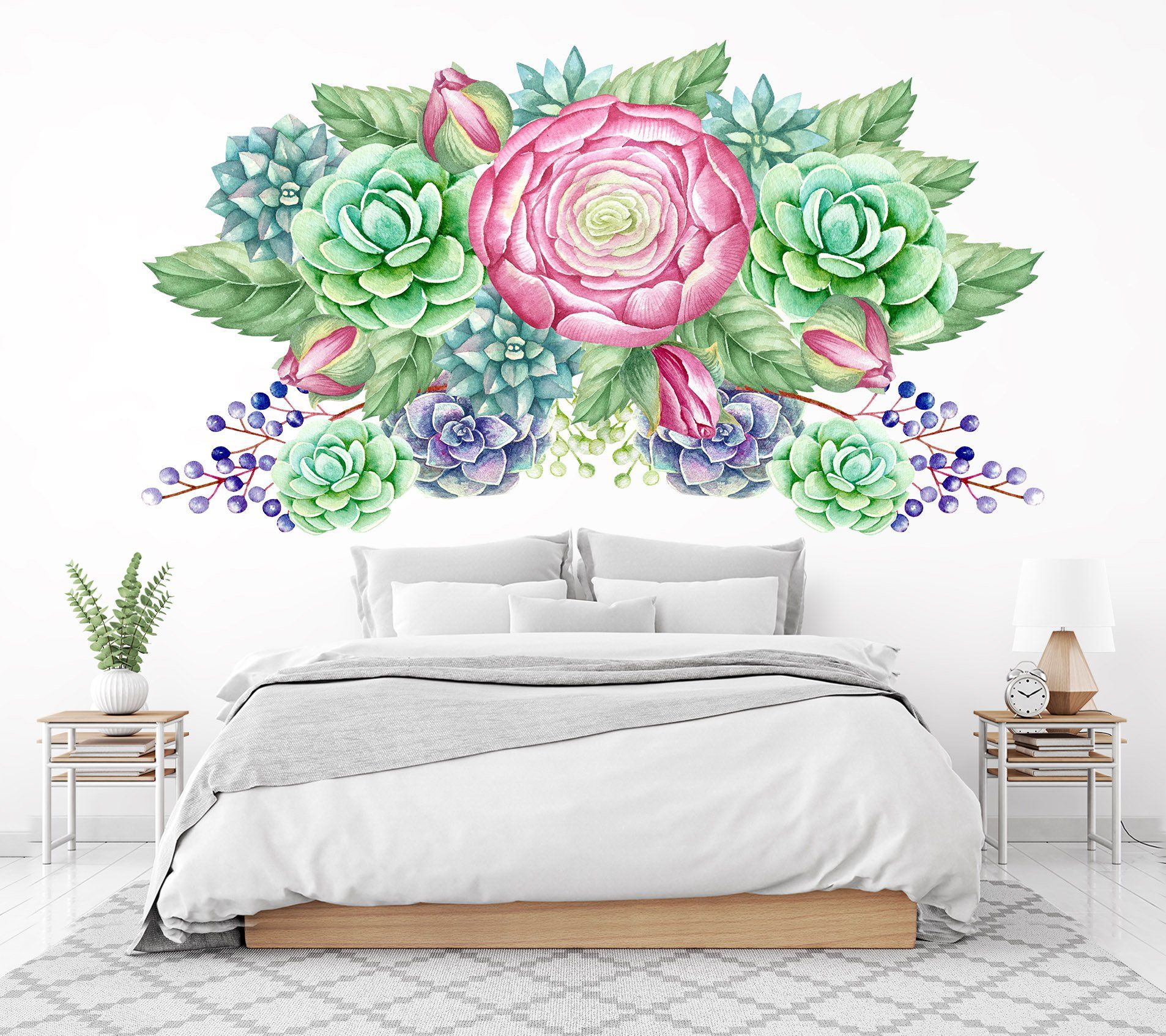 3D Succulents Blueberry 079 Wall Stickers Wallpaper AJ Wallpaper 
