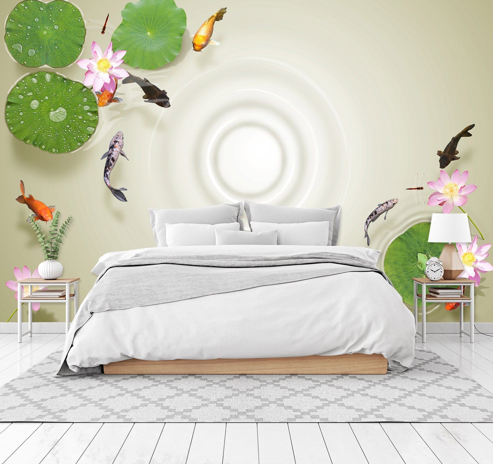 3D Lotus Pond 1611 Wall Murals Wallpaper AJ Wallpaper 2 