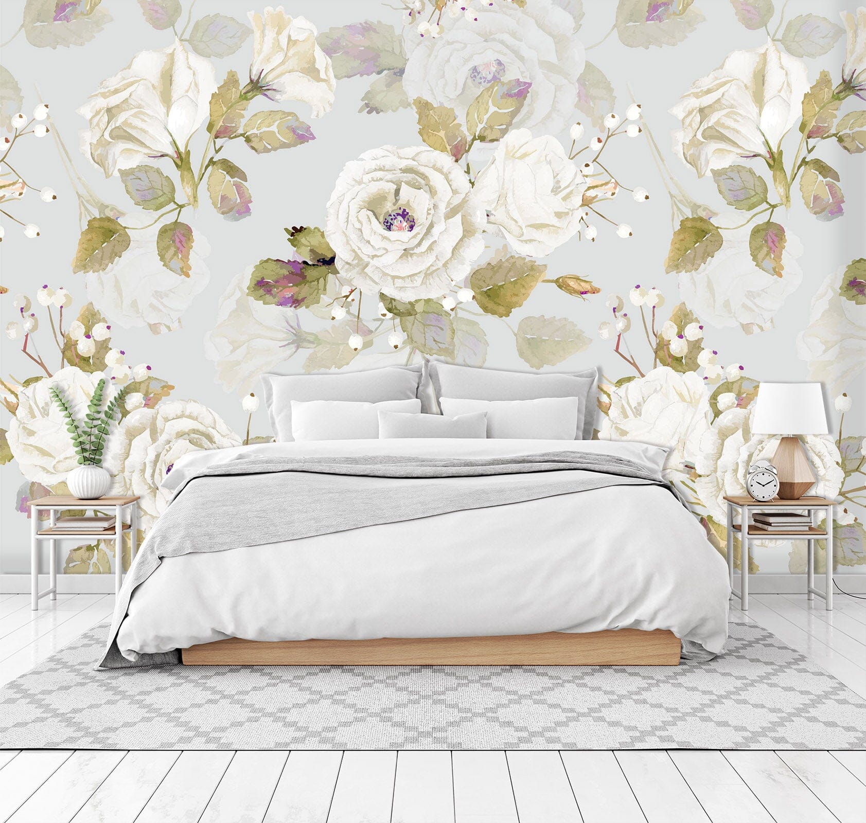 3D White Peony 128 Wall Murals Wallpaper AJ Wallpaper 2 