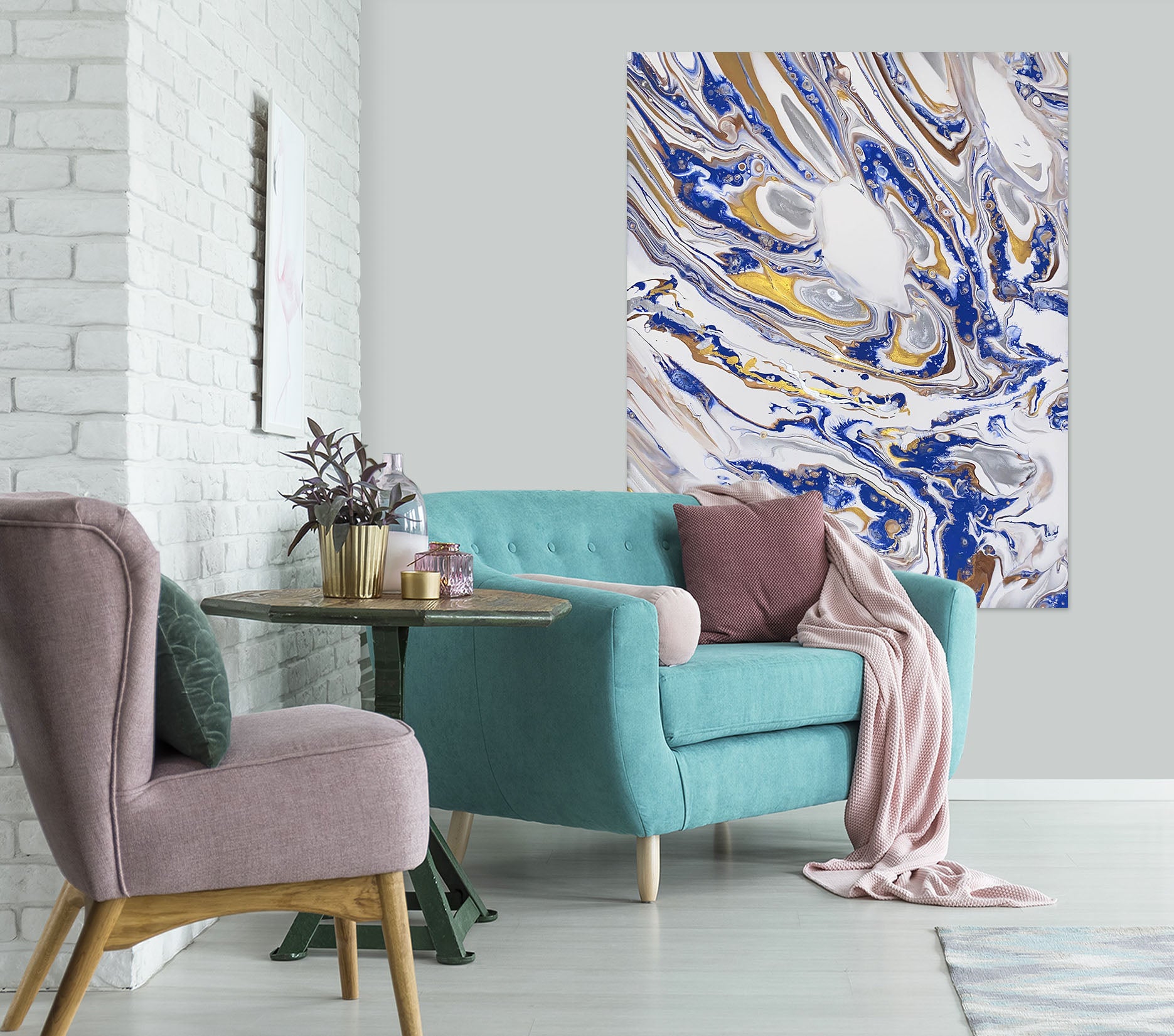 3D Blue Grey Texture 8159 Valerie Latrice Wall Sticker