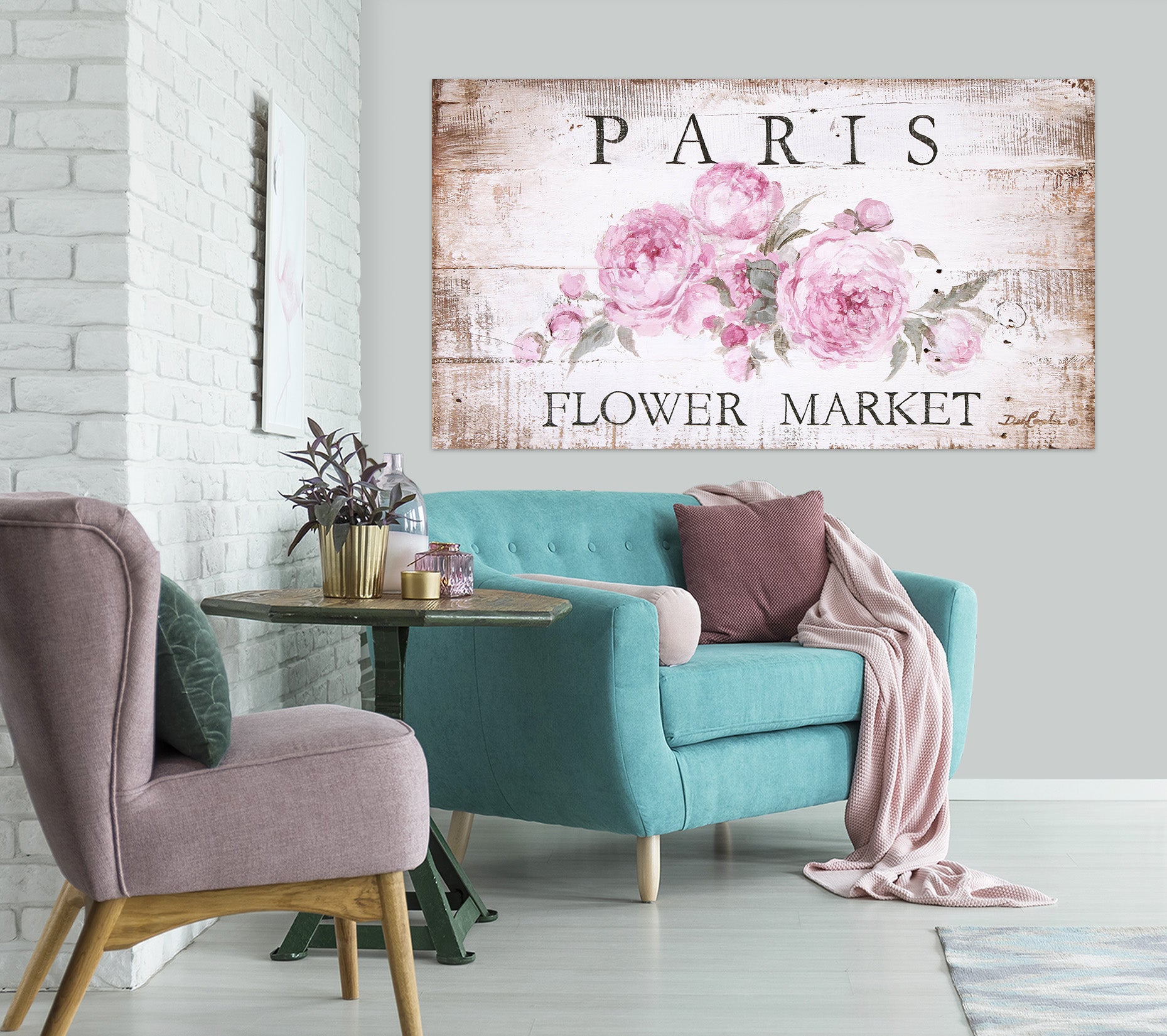 3D Pink Flowers 077 Debi Coules Wall Sticker