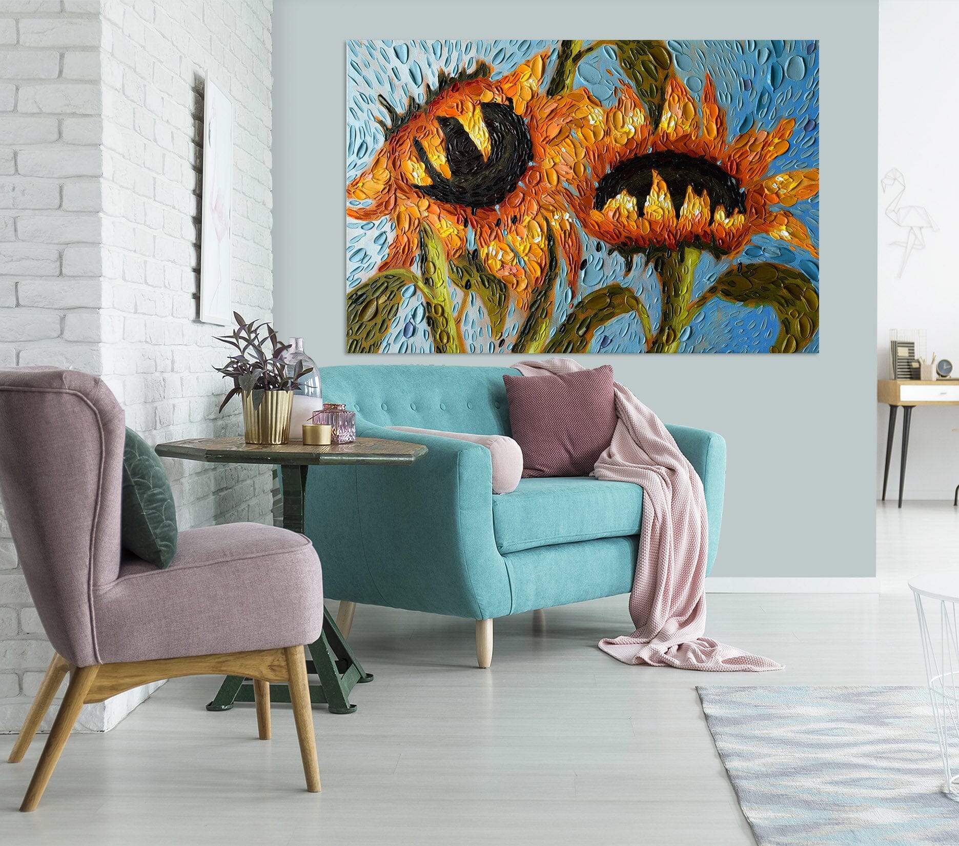 3D Sunflowers 024 Dena Tollefson Wall Sticker Wallpaper AJ Wallpaper 2 