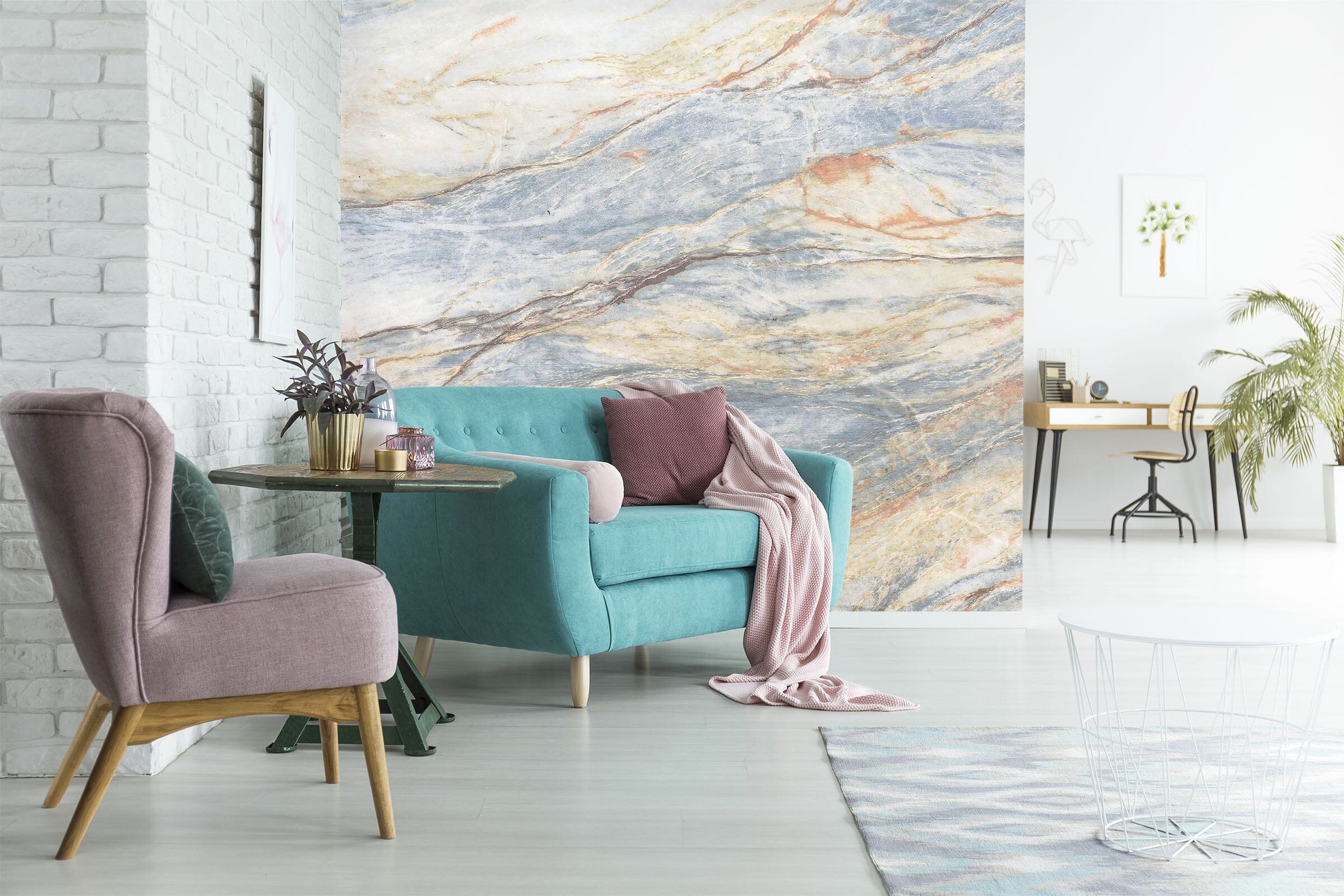 3D Yellow Marble 049 Wall Murals Wallpaper AJ Wallpaper 2 