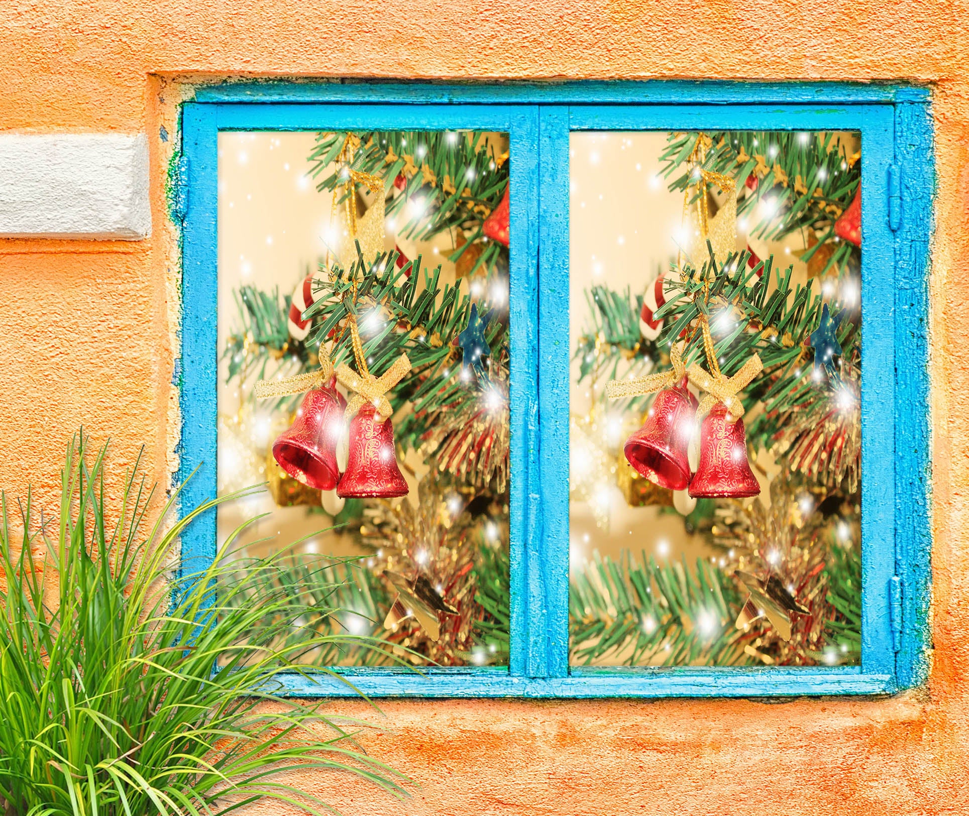 3D Christmas Tree Branch Bells 43098 Christmas Window Film Print Sticker Cling Stained Glass Xmas