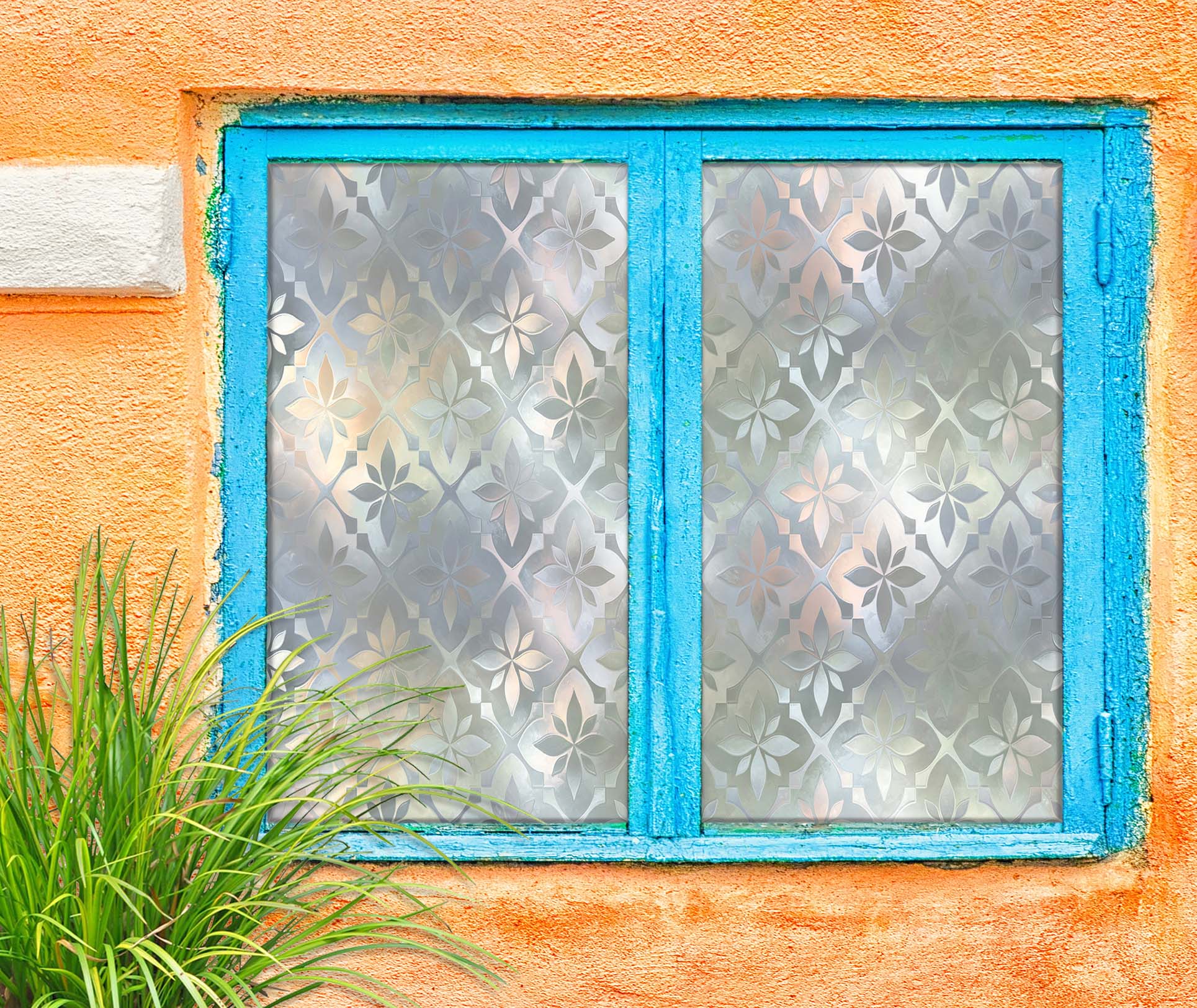 3D Silver Flower 180 Window Film Print Sticker Cling Stained Glass UV Block