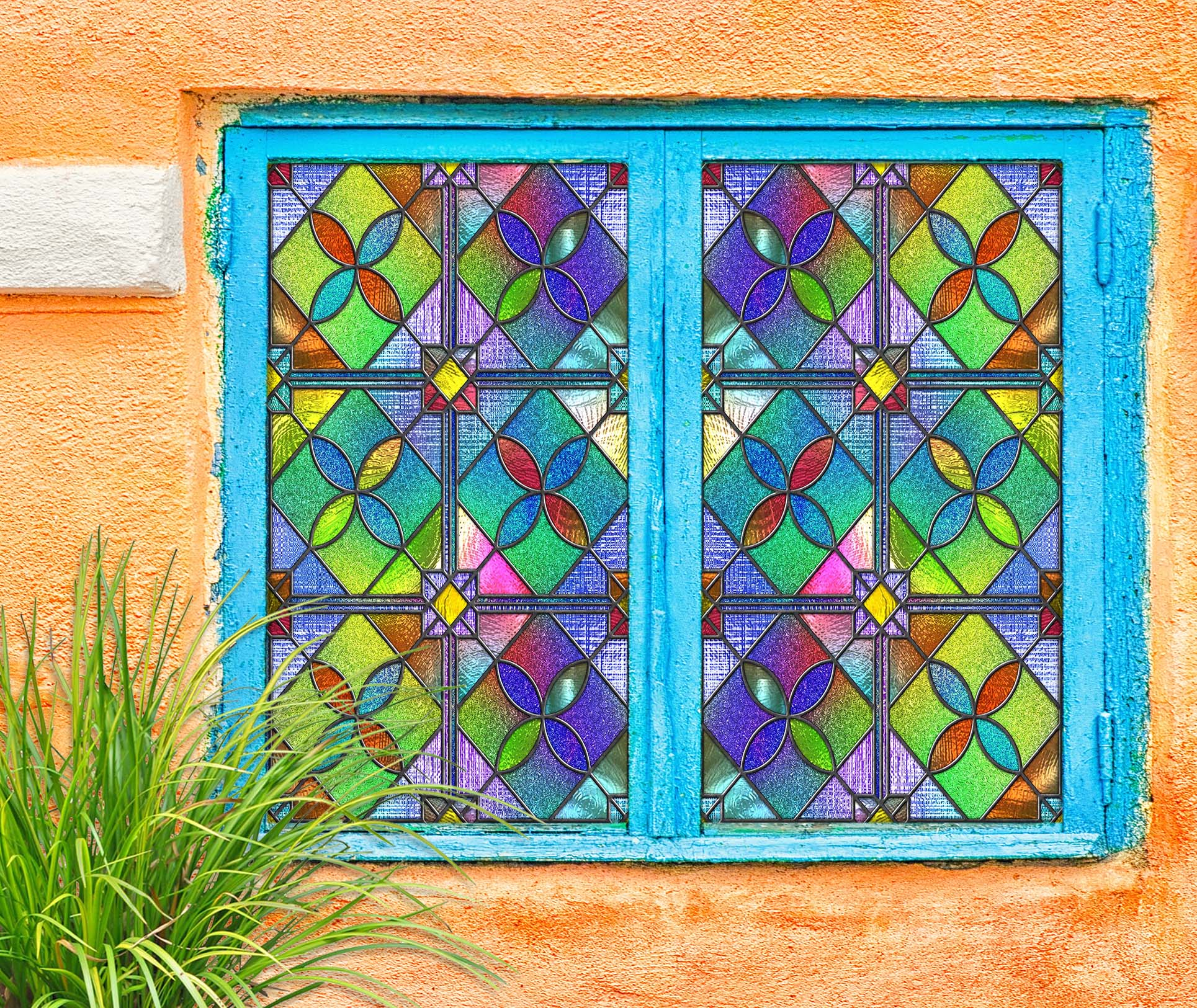 3D Colored Petals 129 Window Film Print Sticker Cling Stained Glass UV Block