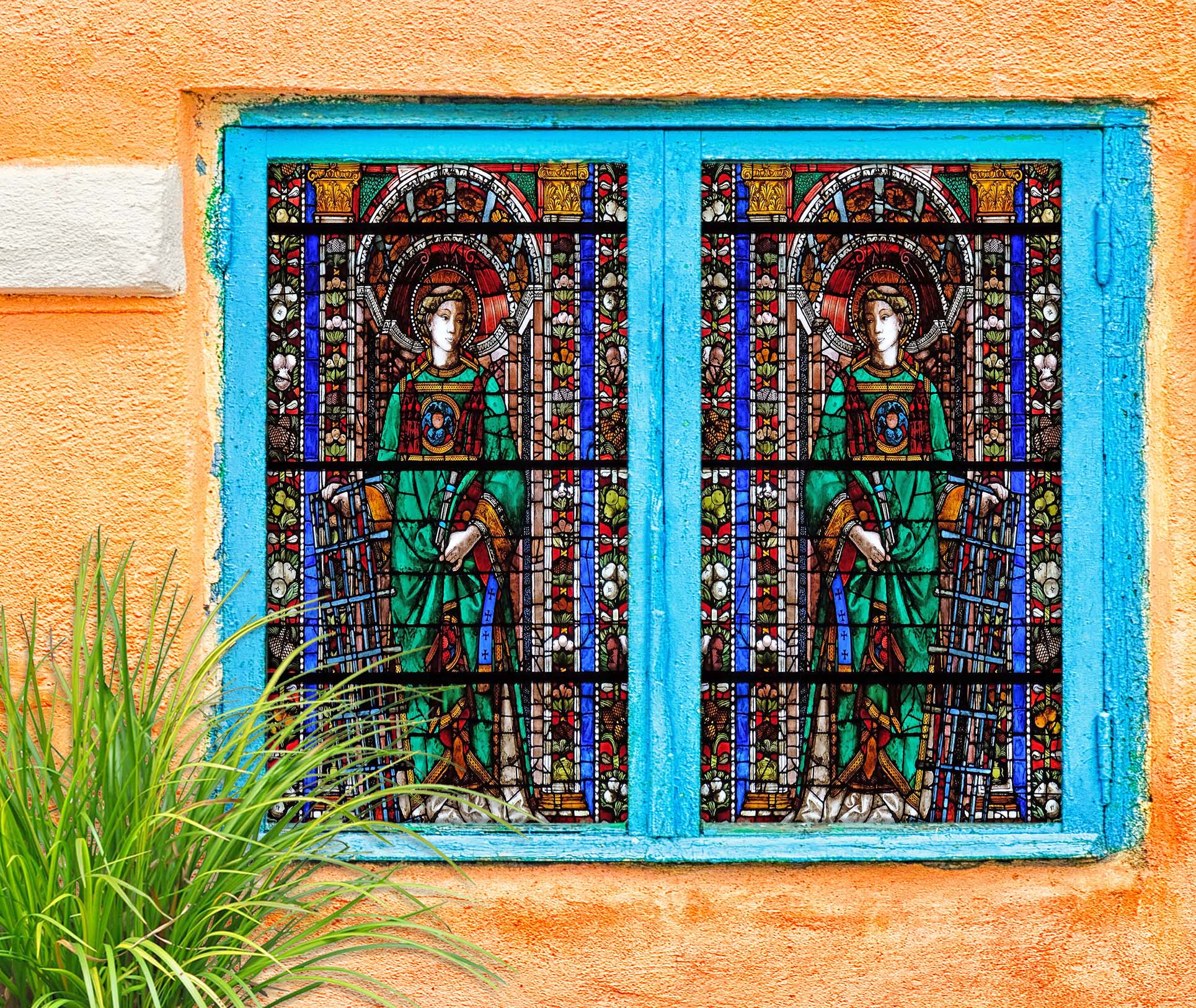 3D Green Priesthood 119 Window Film Print Sticker Cling Stained Glass UV Block