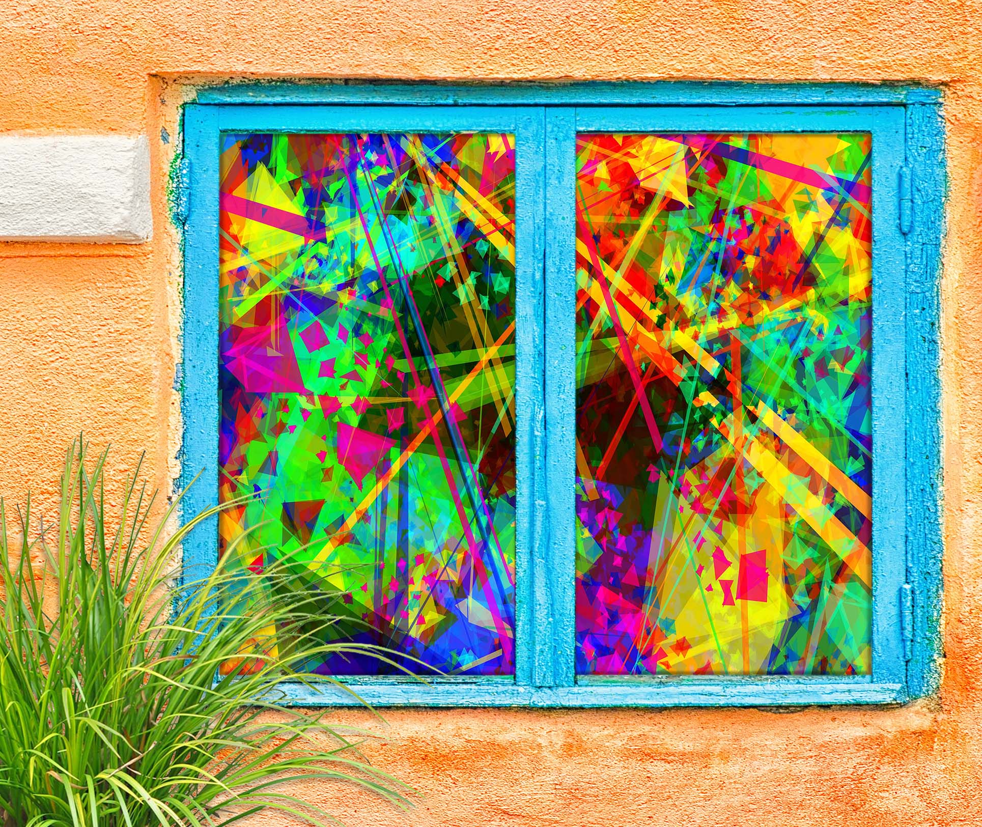 3D Color Graffiti 456 Window Film Print Sticker Cling Stained Glass UV Block