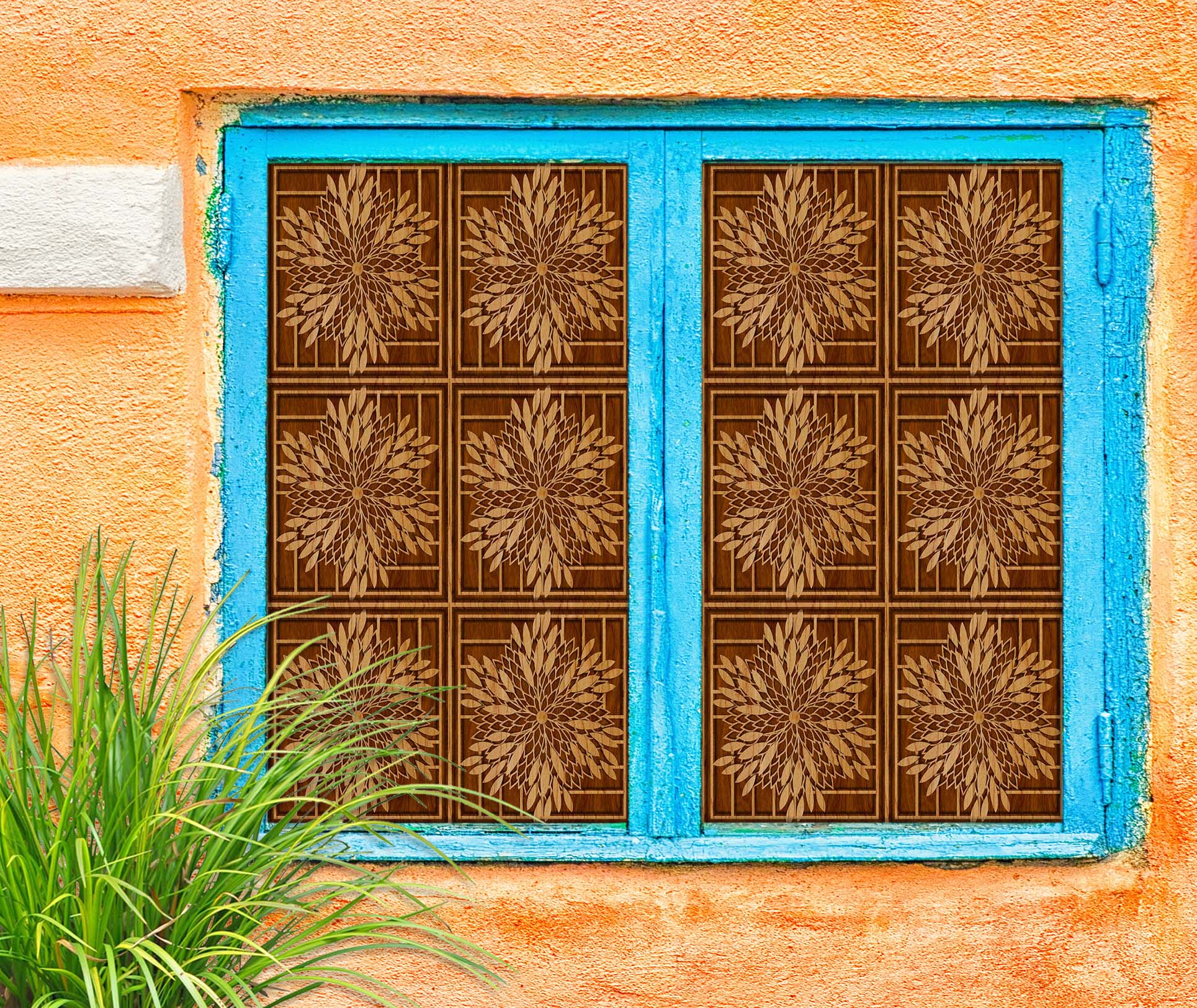 3D Peony Tradition 149 Window Film Print Sticker Cling Stained Glass UV Block