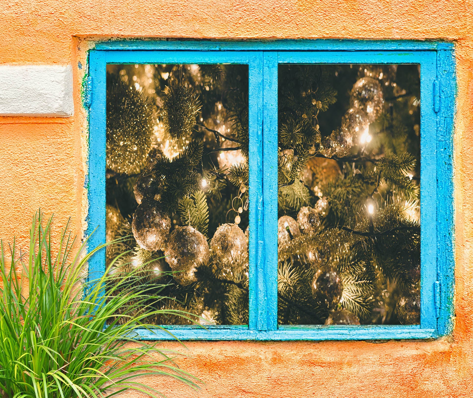 3D Christmas Tree Light Ball 43102 Christmas Window Film Print Sticker Cling Stained Glass Xmas