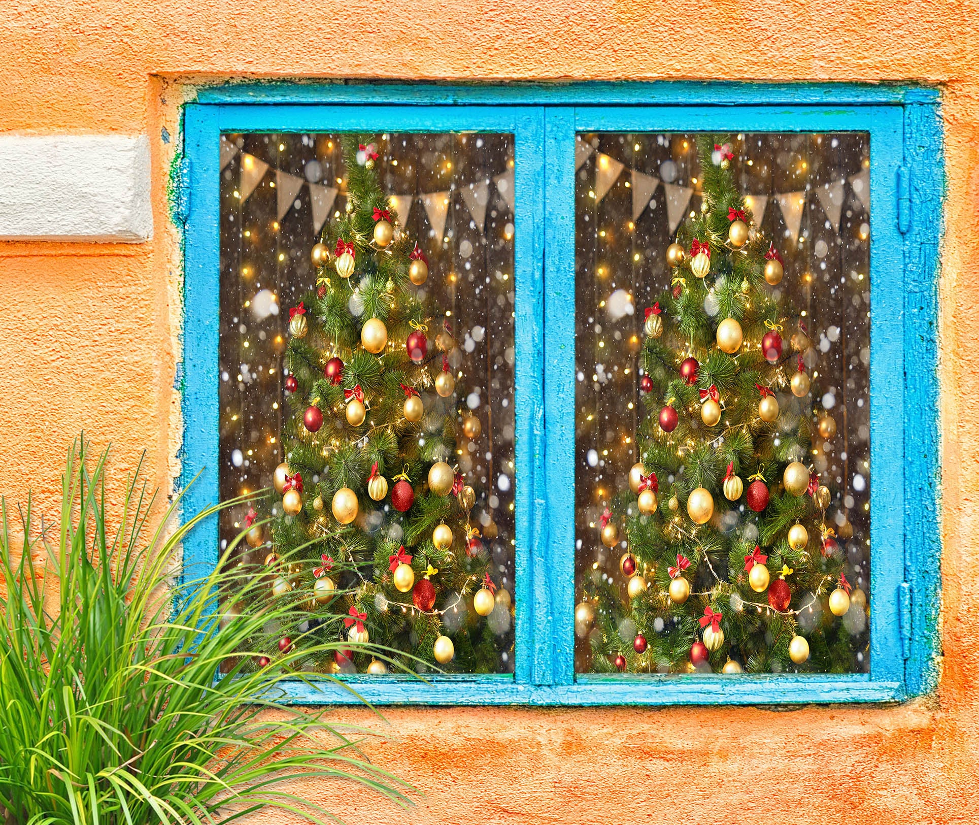 3D Christmas Tree 43025 Christmas Window Film Print Sticker Cling Stained Glass Xmas