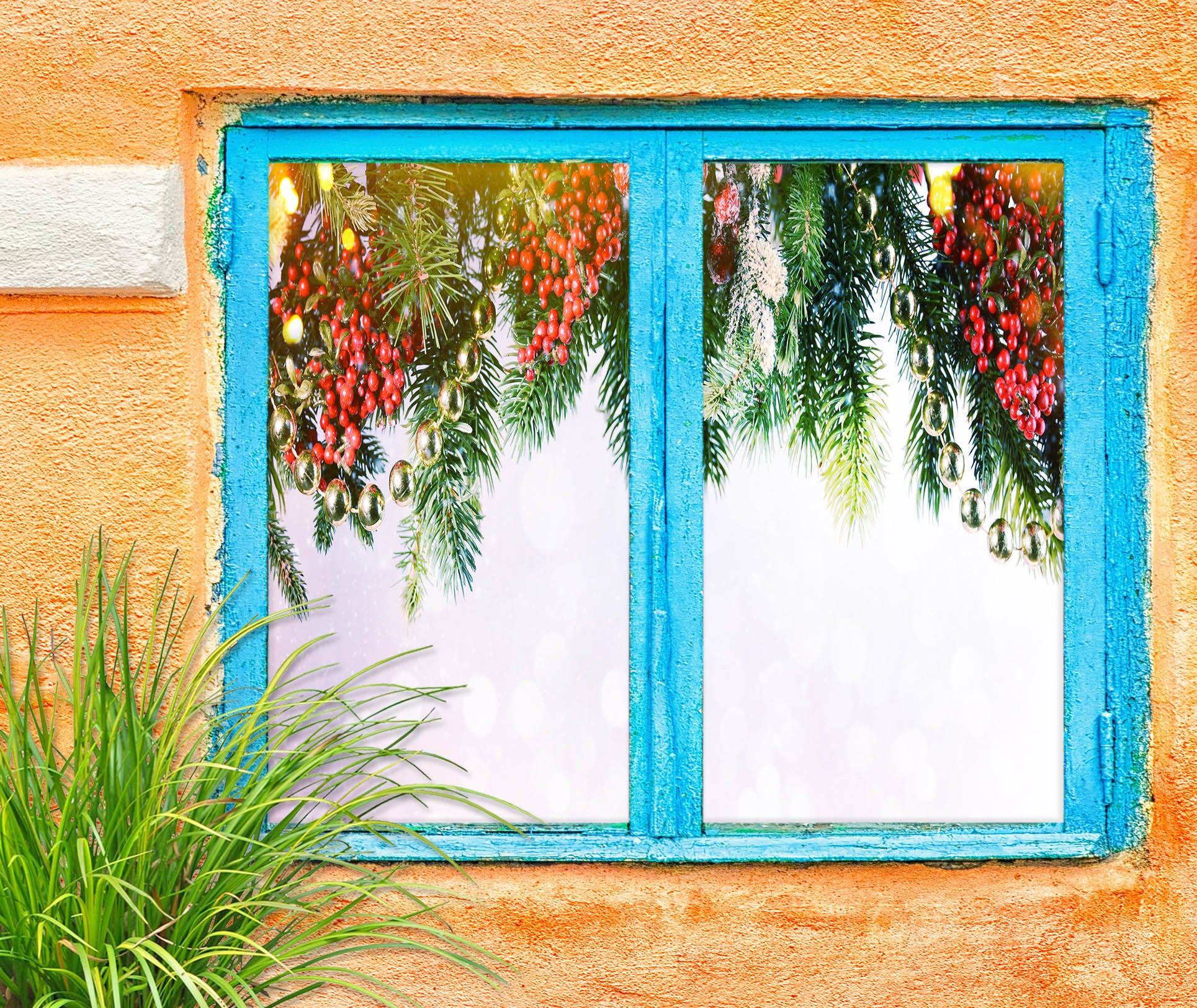 3D Christmas Tree Branches 43117 Christmas Window Film Print Sticker Cling Stained Glass Xmas