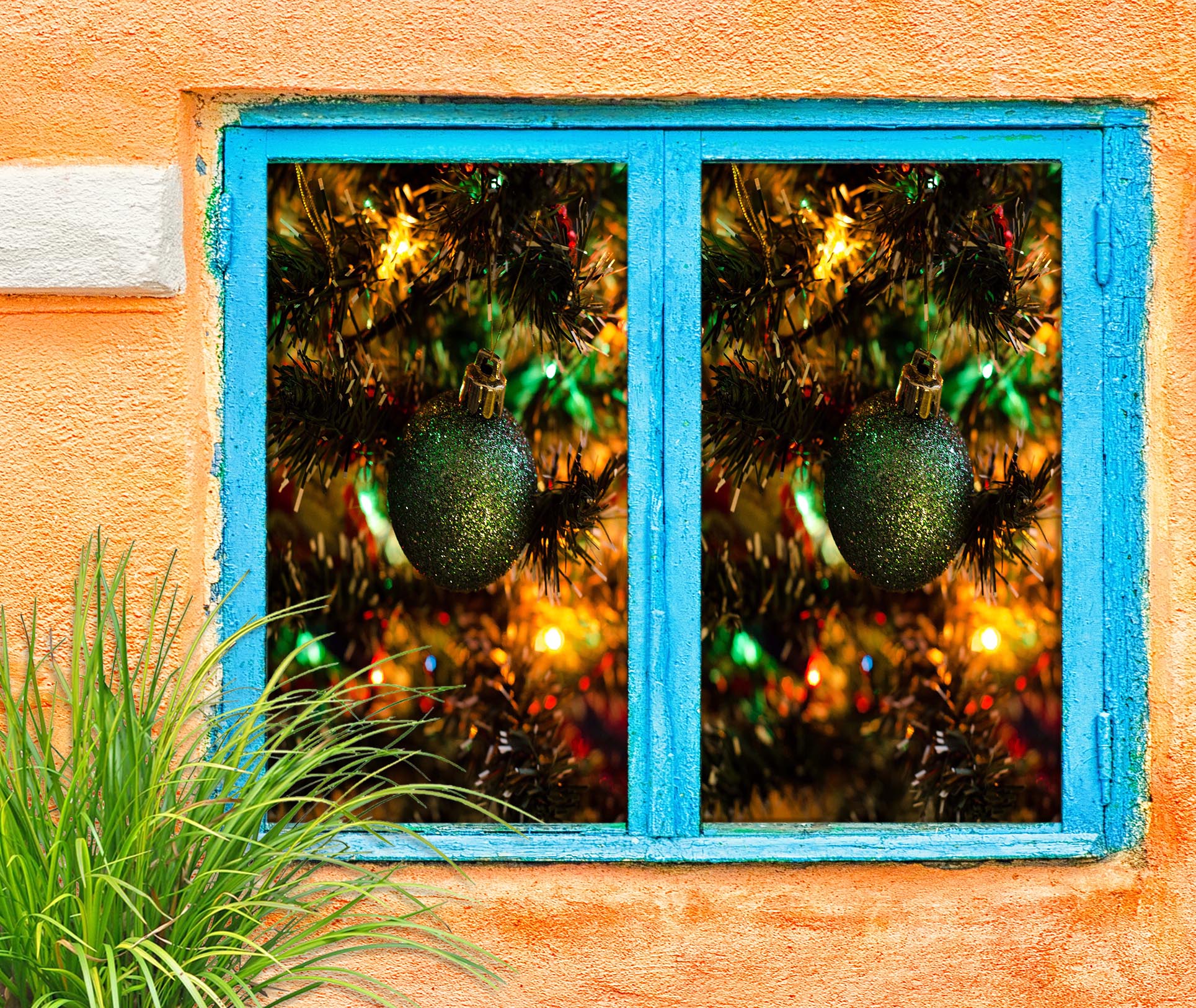 3D Christmas Tree Pendant 42151 Christmas Window Film Print Sticker Cling Stained Glass Xmas