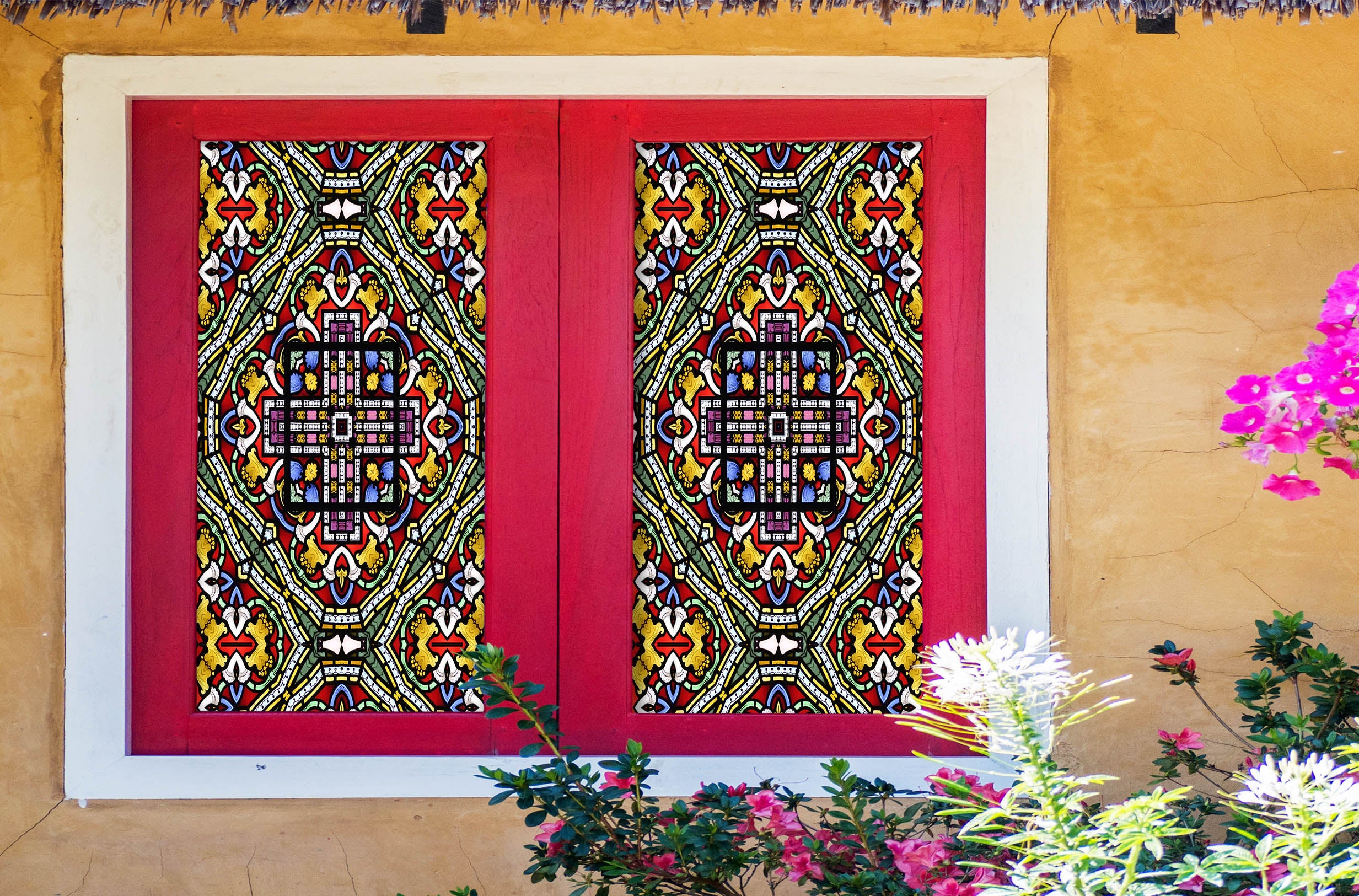 3D Classic Pattern 008 Window Film Print Sticker Cling Stained Glass UV Block