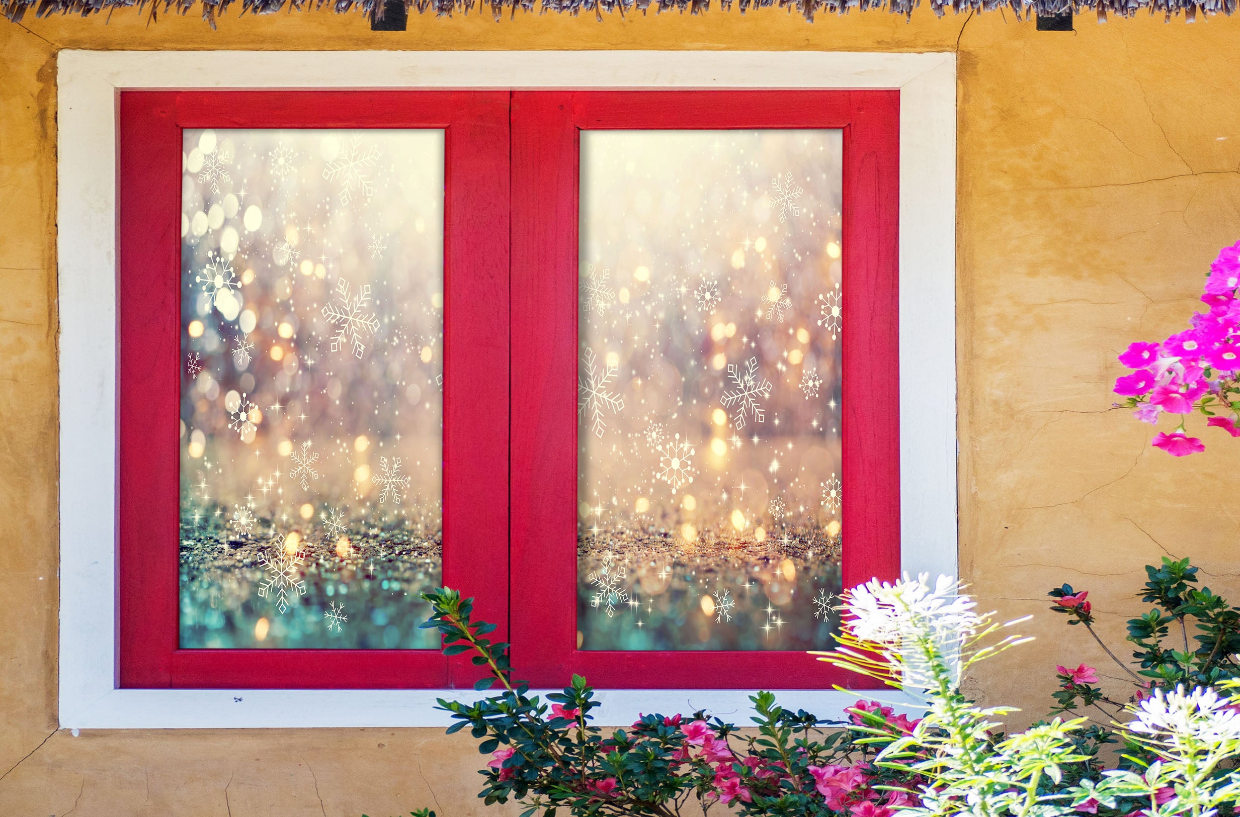 3D Snowflake 42156 Christmas Window Film Print Sticker Cling Stained Glass Xmas