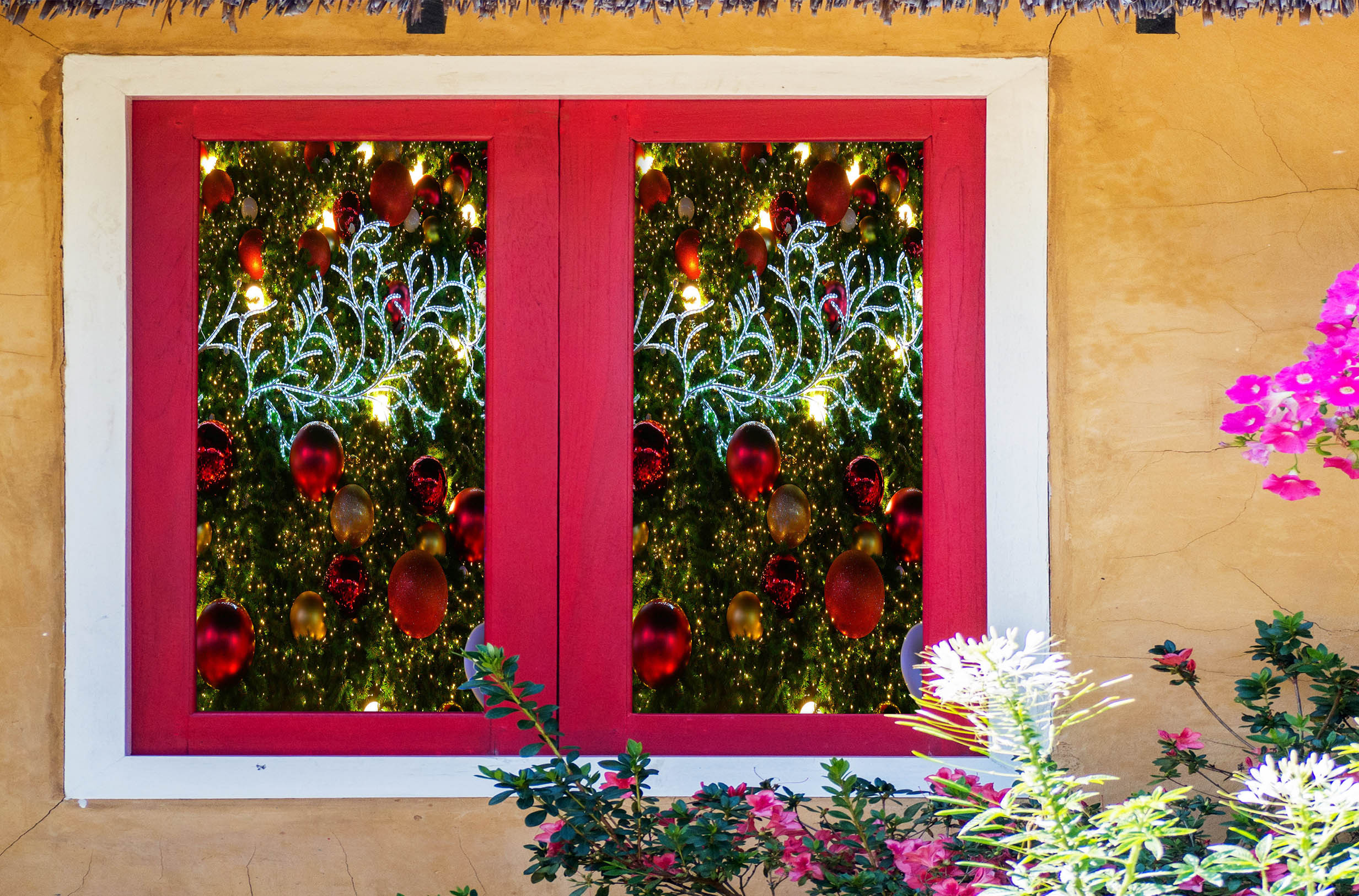 3D Red Ball Pendant 43008 Christmas Window Film Print Sticker Cling Stained Glass Xmas