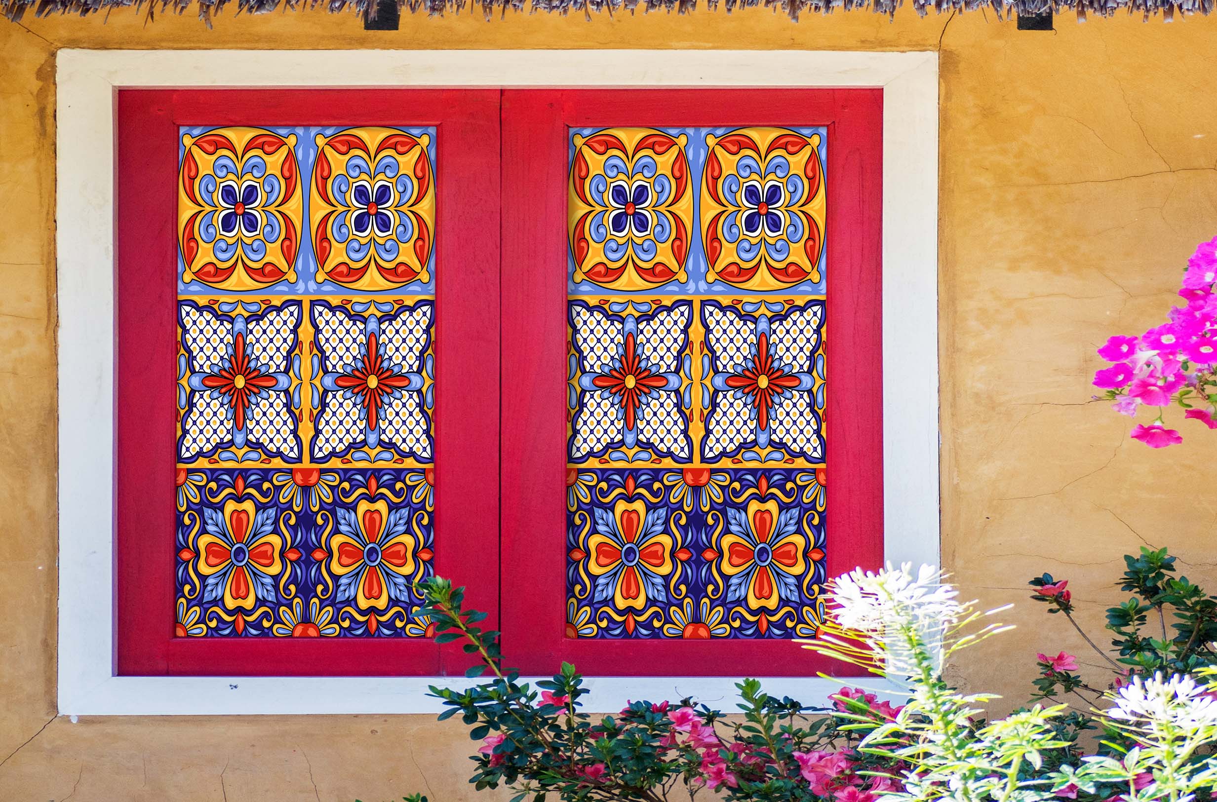 3D Cross Flower 102 Window Film Print Sticker Cling Stained Glass UV Block