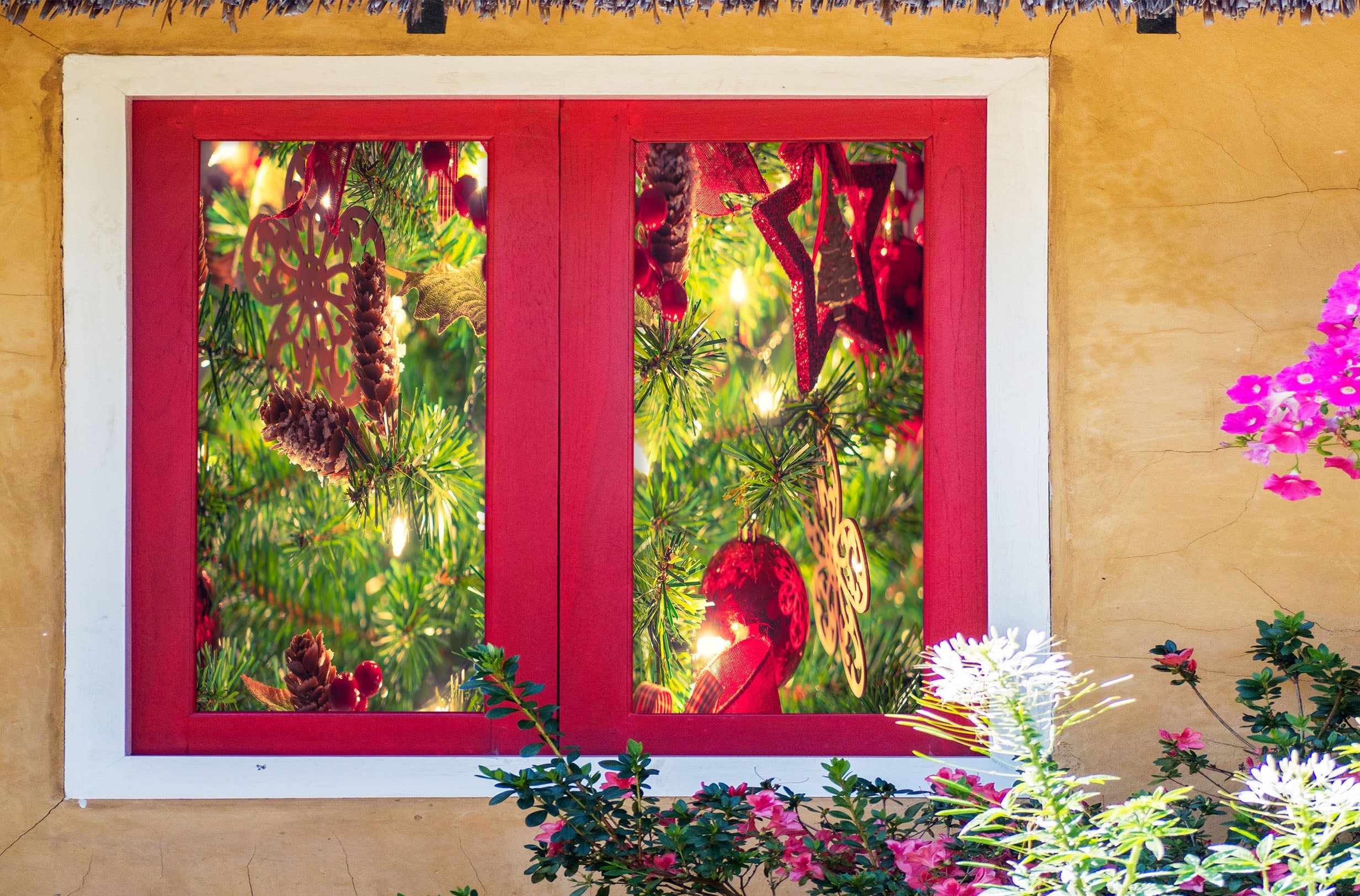 3D Christmas Ornaments 43064 Christmas Window Film Print Sticker Cling Stained Glass Xmas