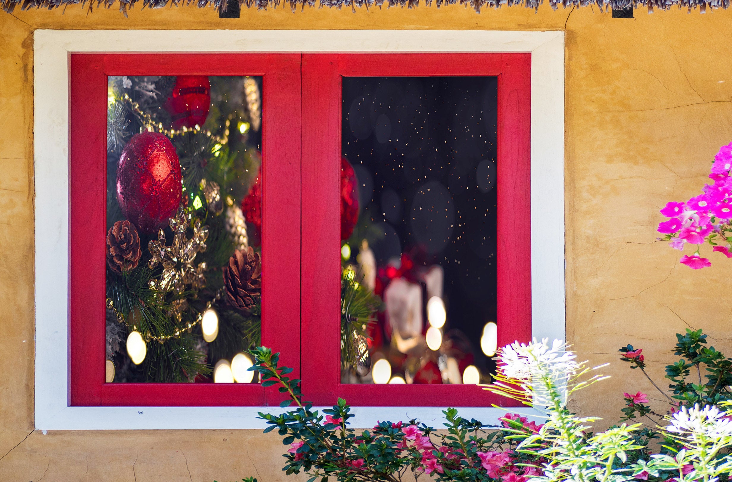 3D Red Ball Pendant 43045 Christmas Window Film Print Sticker Cling Stained Glass Xmas