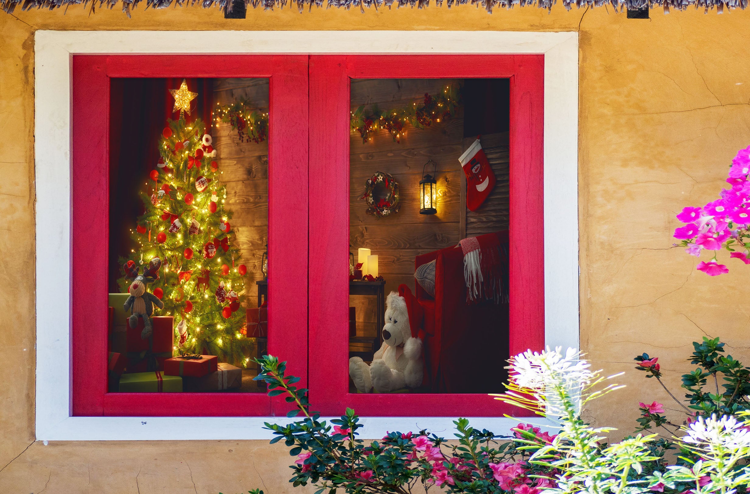 3D Christmas Tree Gift 43107 Christmas Window Film Print Sticker Cling Stained Glass Xmas