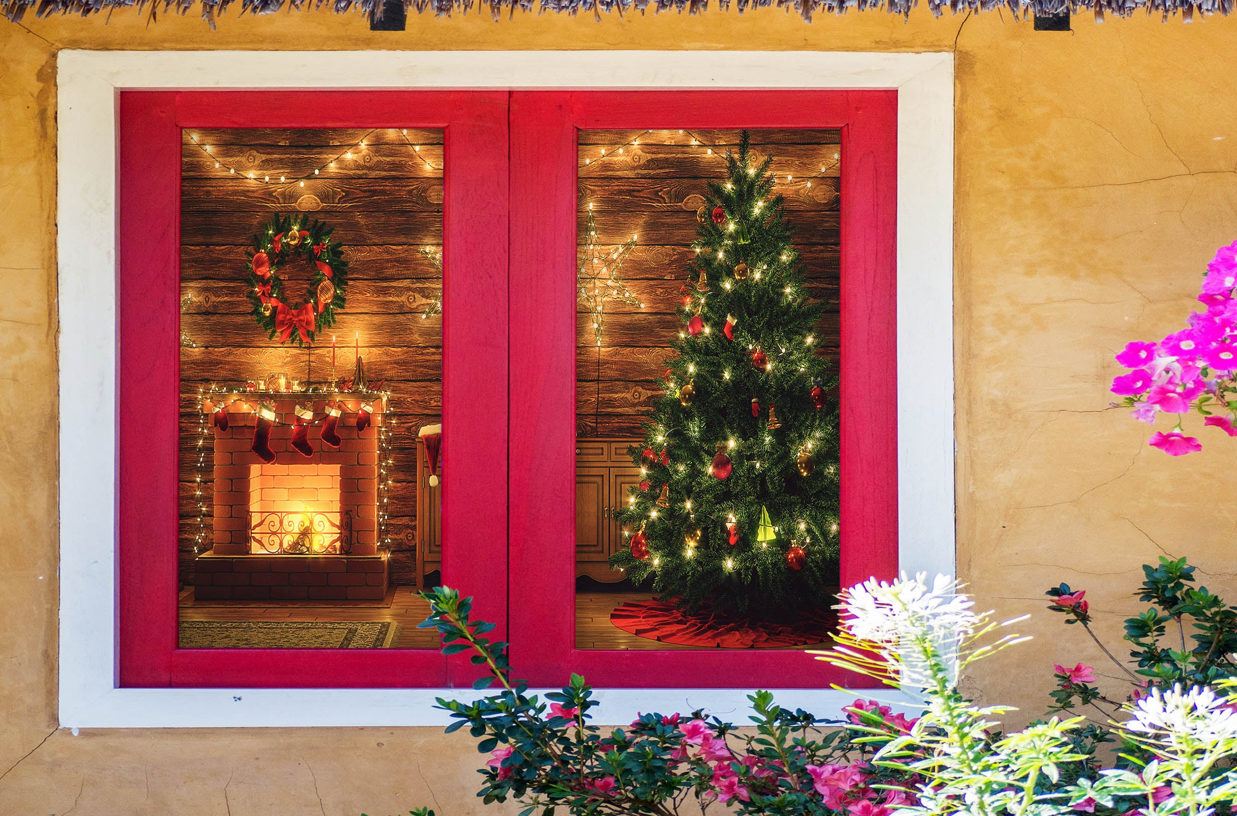 3D Christmas Tree 43048 Christmas Window Film Print Sticker Cling Stained Glass Xmas