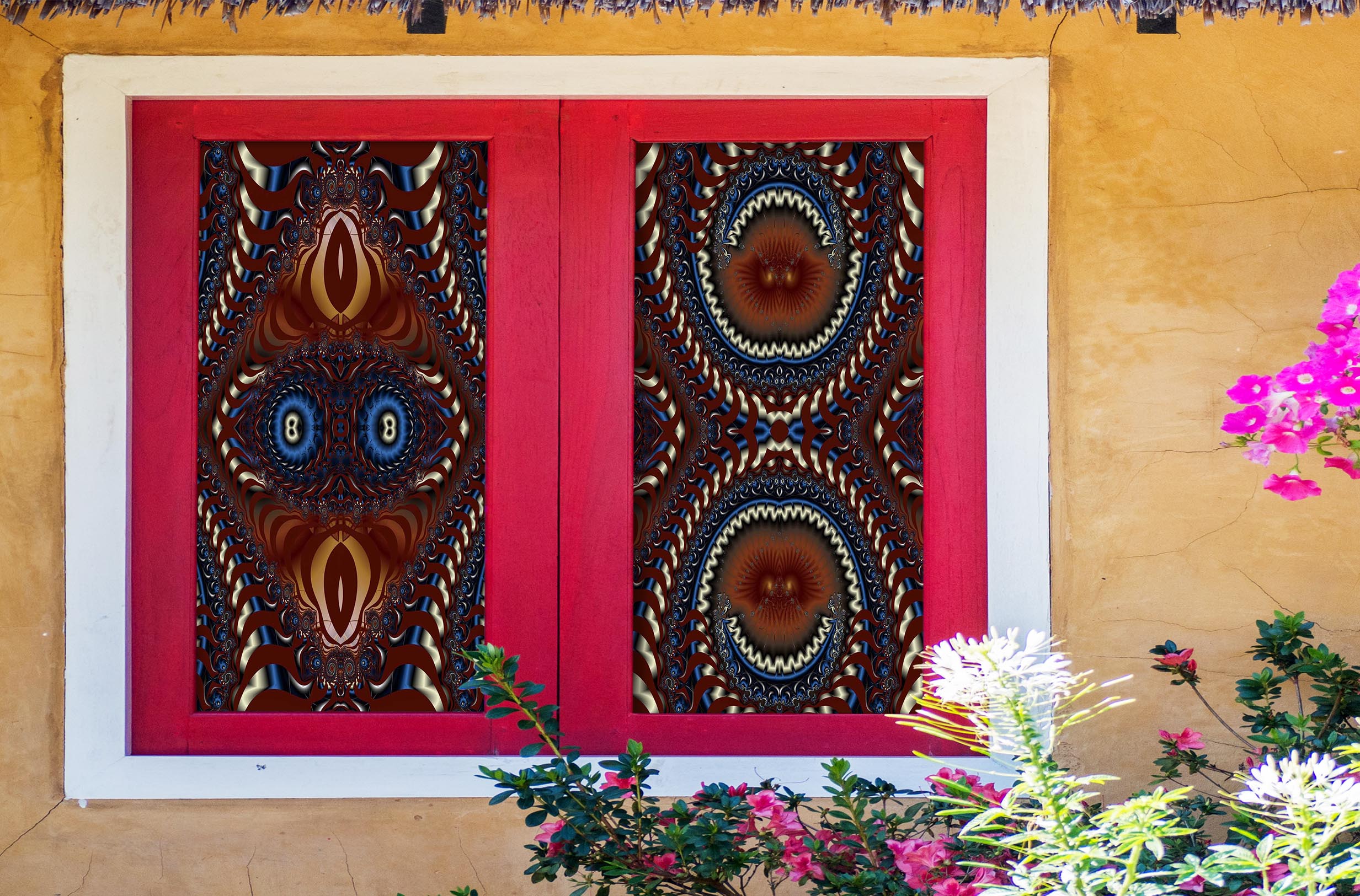 3D Abstract Graphics 346 Window Film Print Sticker Cling Stained Glass UV Block