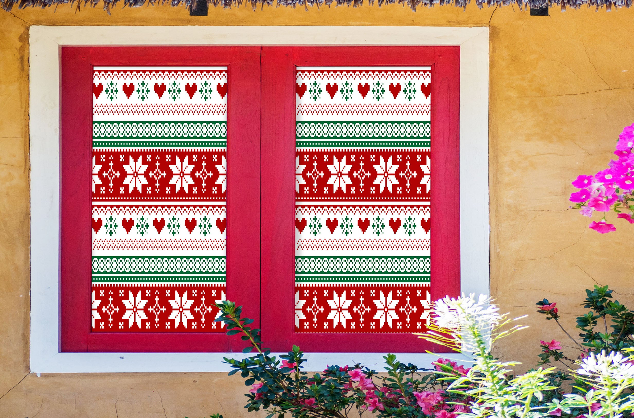3D Christmas Totem Pattern 43158 Christmas Window Film Print Sticker Cling Stained Glass Xmas