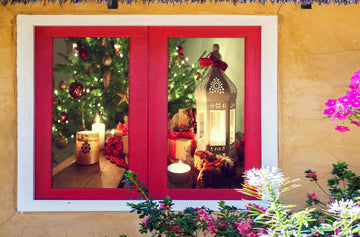 3D Candle Gift 42171 Christmas Window Film Print Sticker Cling Stained Glass Xmas