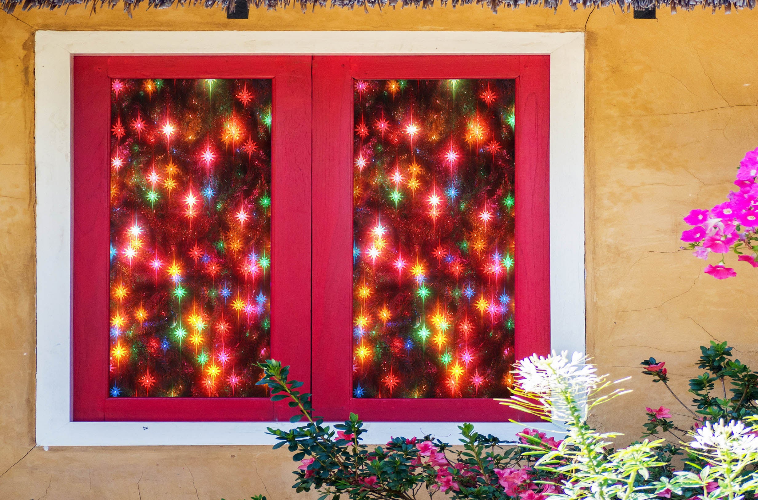 3D Color Starlight 43071 Christmas Window Film Print Sticker Cling Stained Glass Xmas