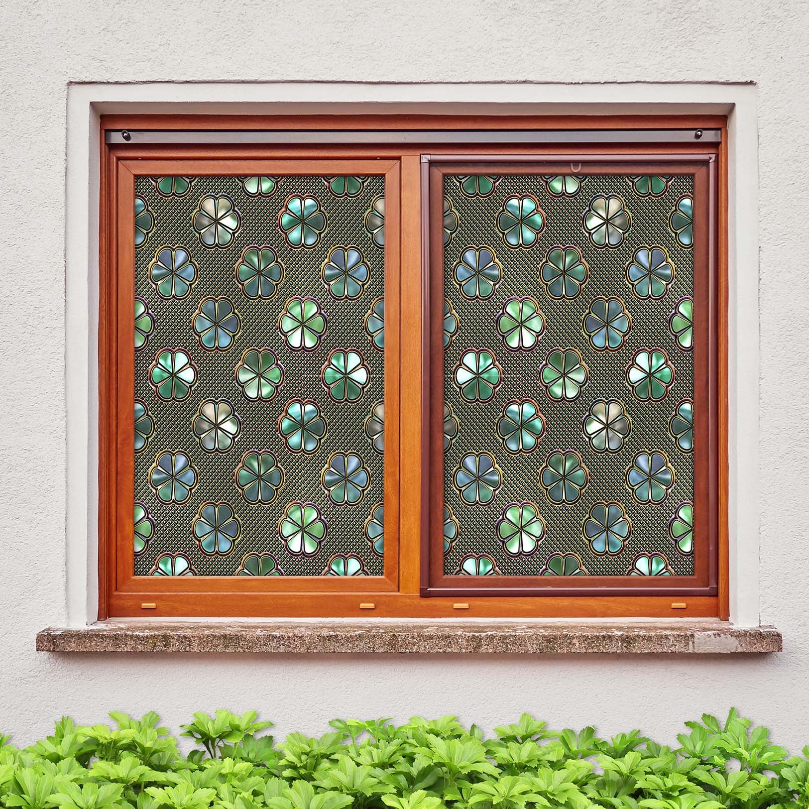 3D Lucky Grass Window 445 Window Film Print Sticker Cling Stained Glass UV Block