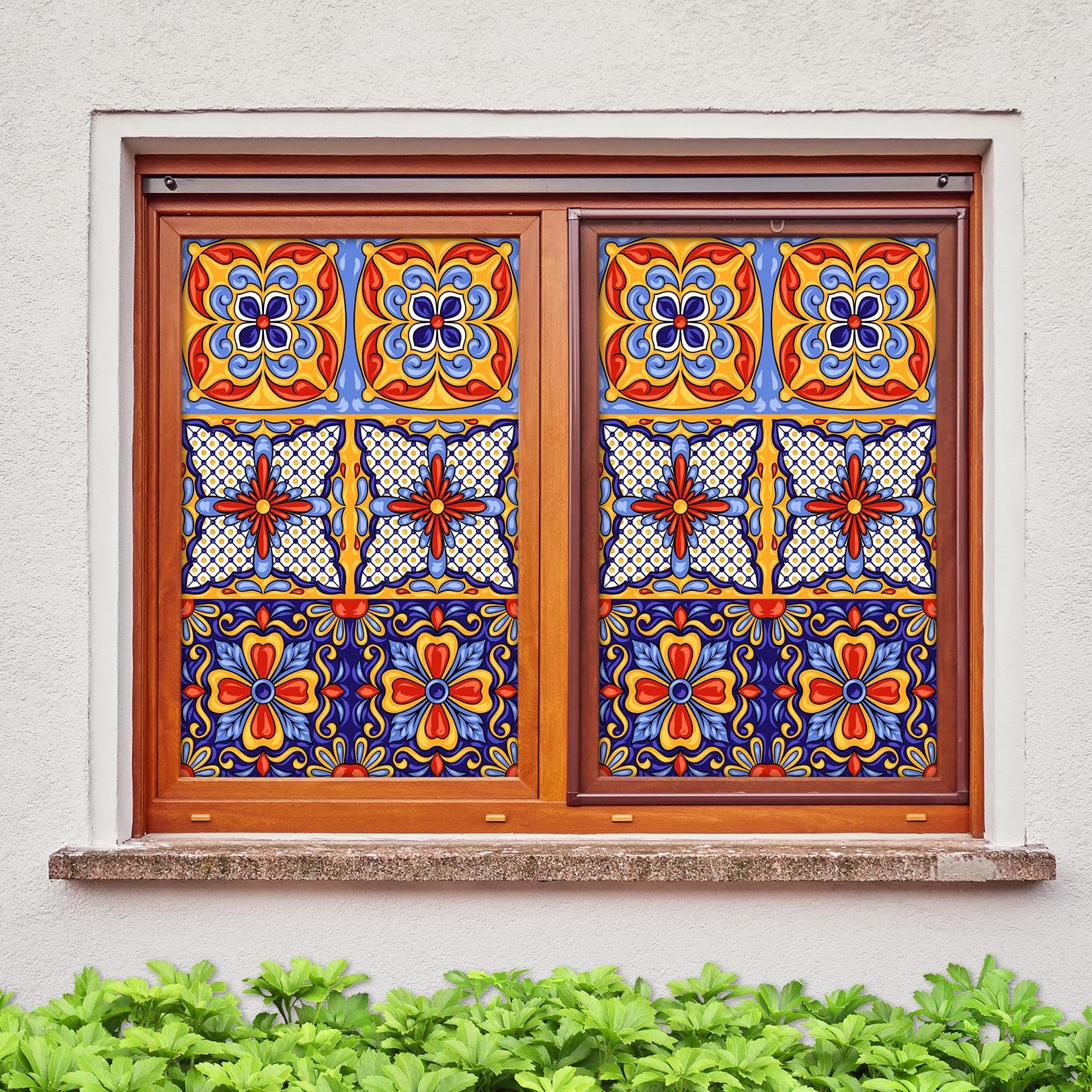 3D Cross Flower 102 Window Film Print Sticker Cling Stained Glass UV Block