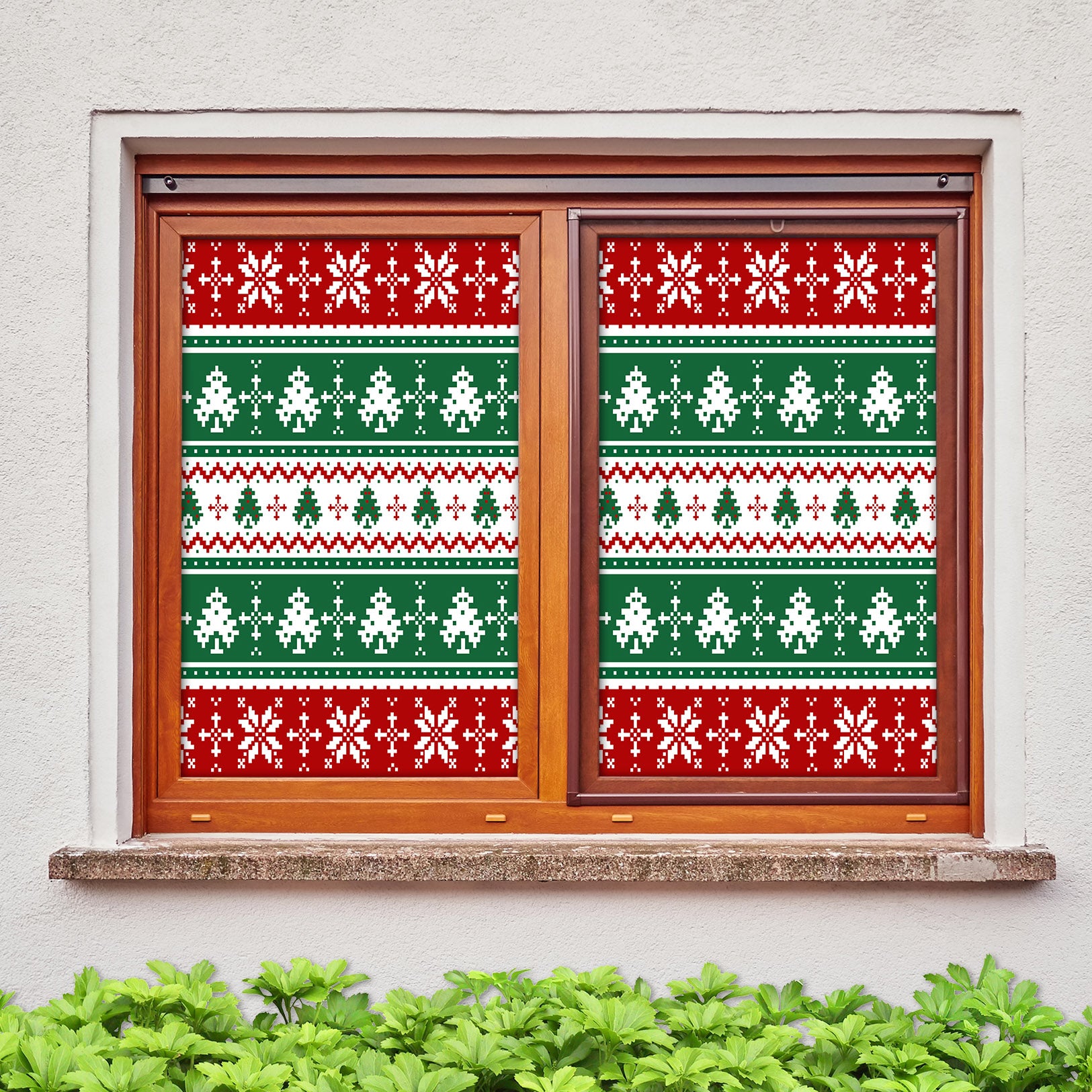 3D Christmas Tree Pattern 43160 Christmas Window Film Print Sticker Cling Stained Glass Xmas