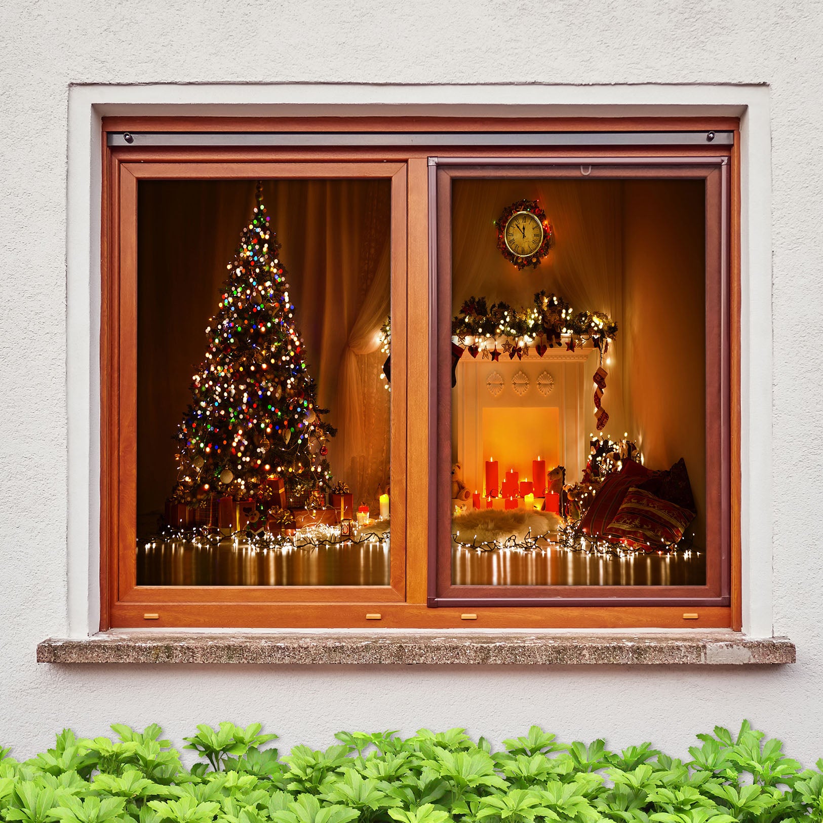 3D Christmas Tree String Lights 42174 Christmas Window Film Print Sticker Cling Stained Glass Xmas