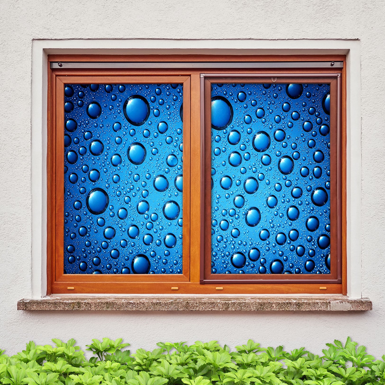 3D Blue Water Drops 125 Window Film Print Sticker Cling Stained Glass UV Block