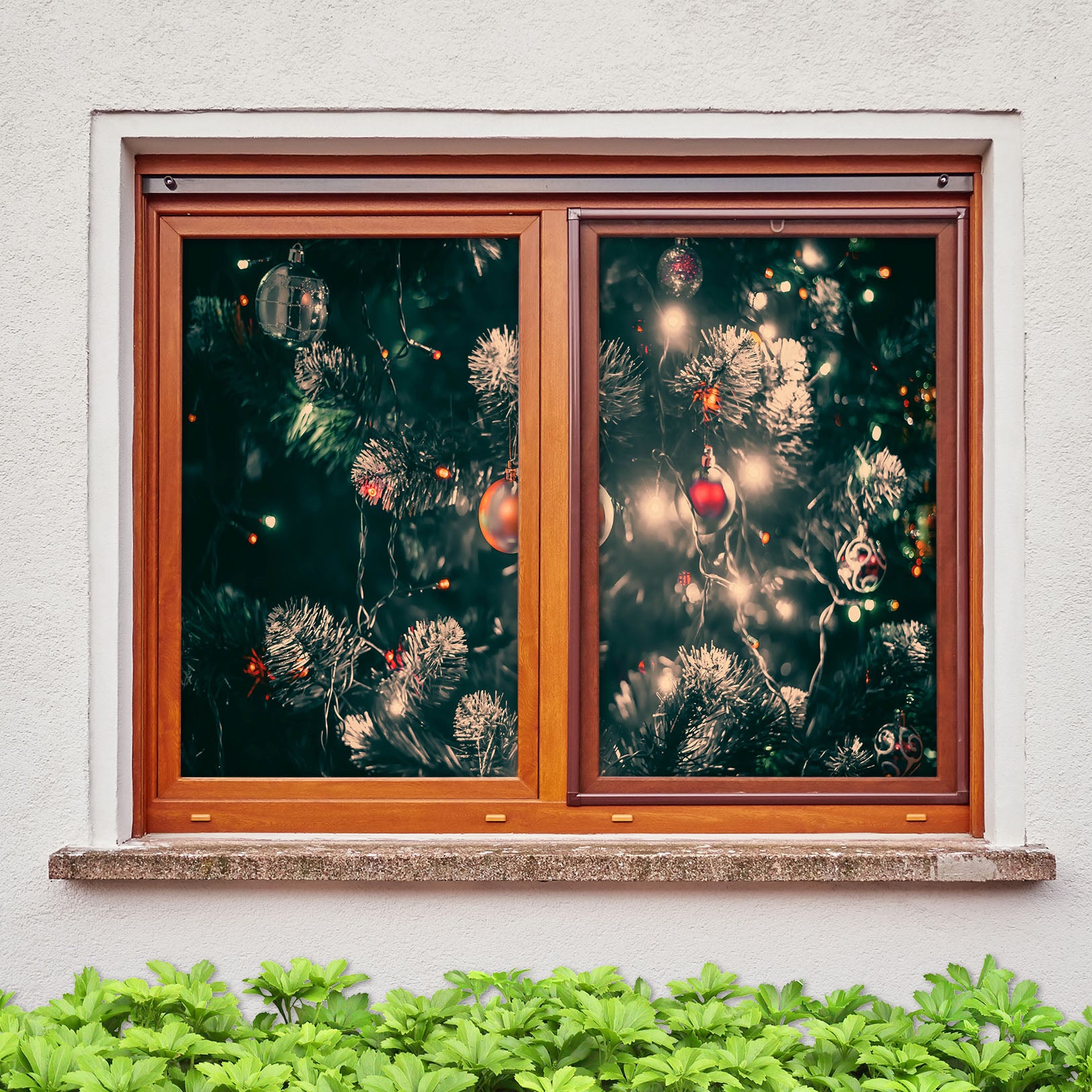 3D Christmas Tree 42150 Christmas Window Film Print Sticker Cling Stained Glass Xmas