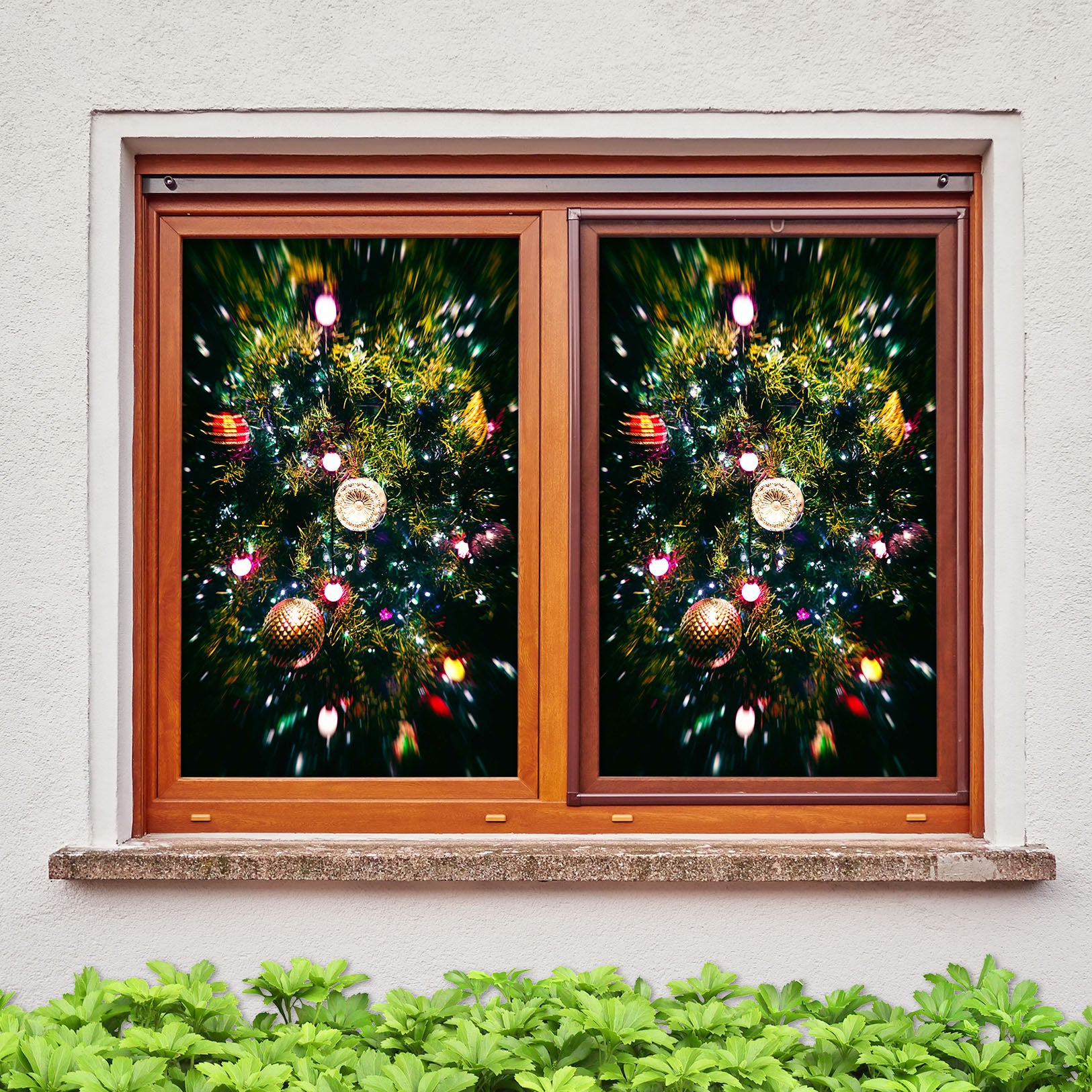 3D Christmas Tree Pendant 42152 Christmas Window Film Print Sticker Cling Stained Glass Xmas