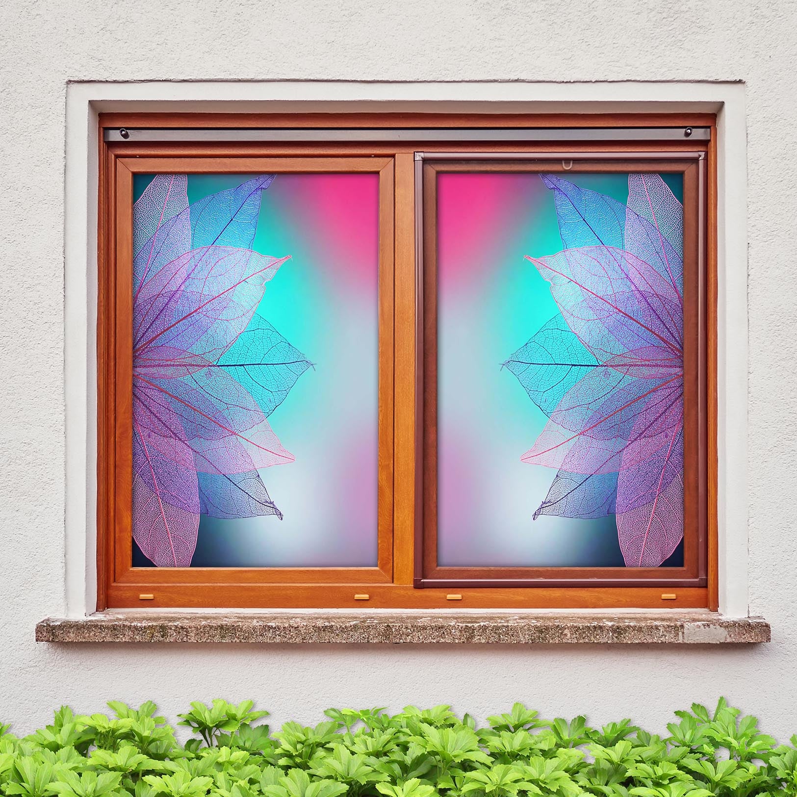 3D Pink Leaf Texture 396 Window Film Print Sticker Cling Stained Glass UV Block