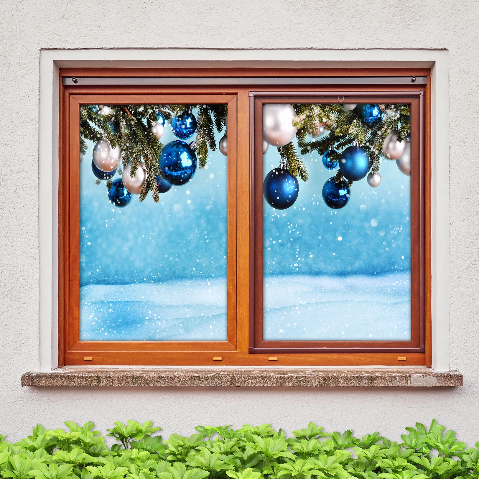 3D Blue Ball 43135 Christmas Window Film Print Sticker Cling Stained Glass Xmas