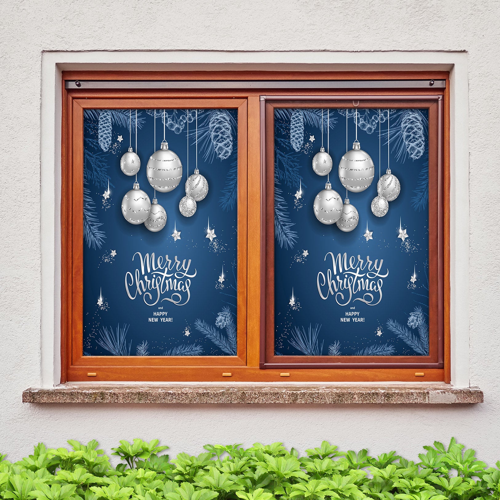 3D Merry Christmas 43027 Christmas Window Film Print Sticker Cling Stained Glass Xmas