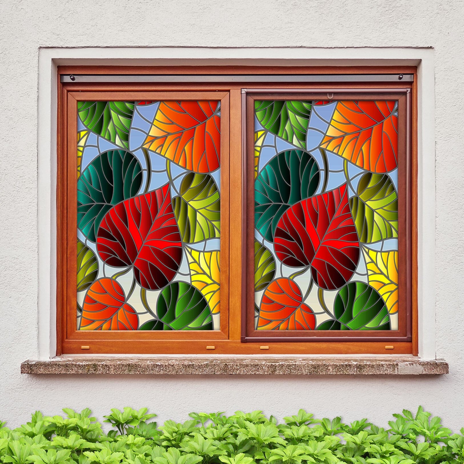 3D Colored Leaves 425 Window Film Print Sticker Cling Stained Glass UV Block Wallpaper AJ Wallpaper 2 