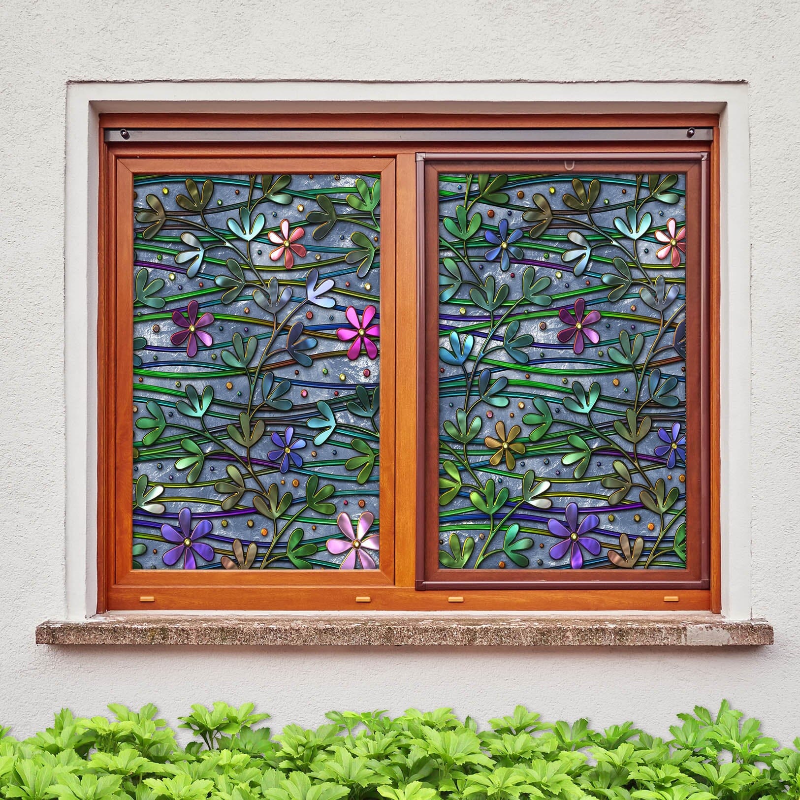 3D Colored Flower 446 Window Film Print Sticker Cling Stained Glass UV Block Wallpaper AJ Wallpaper 2 