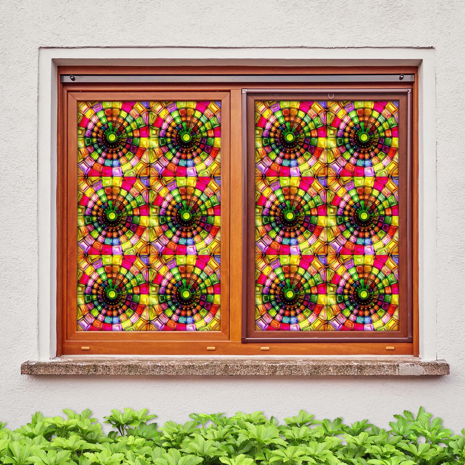 3D Color Pattern Flower 117 Window Film Print Sticker Cling Stained Glass UV Block