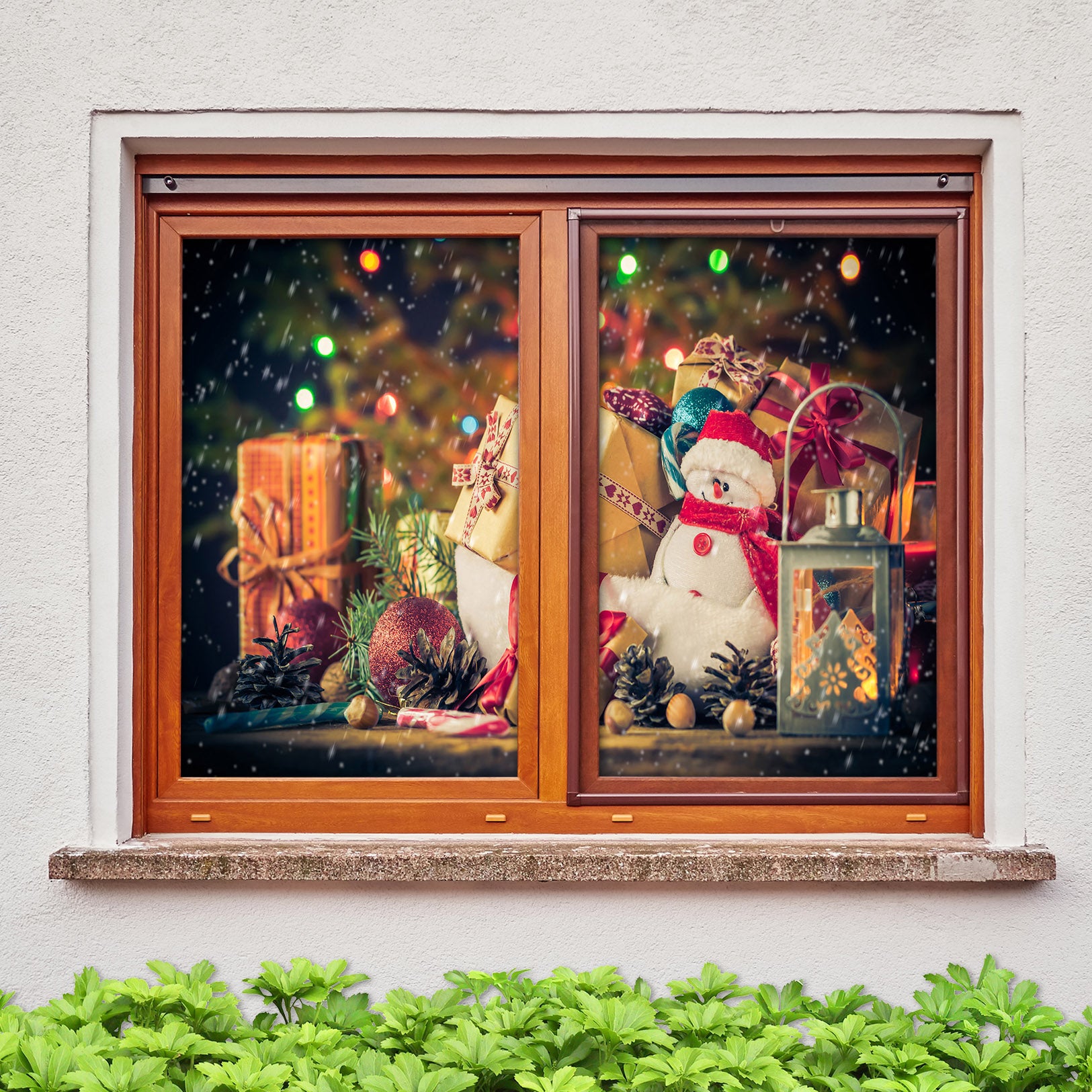 3D Christmas Gift 42186 Christmas Window Film Print Sticker Cling Stained Glass Xmas