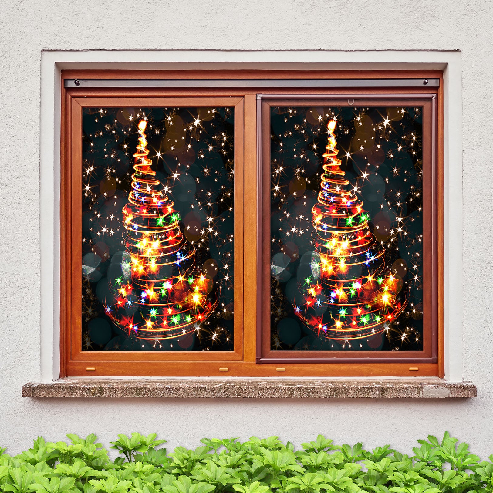 3D Color String Lights 43133 Christmas Window Film Print Sticker Cling Stained Glass Xmas