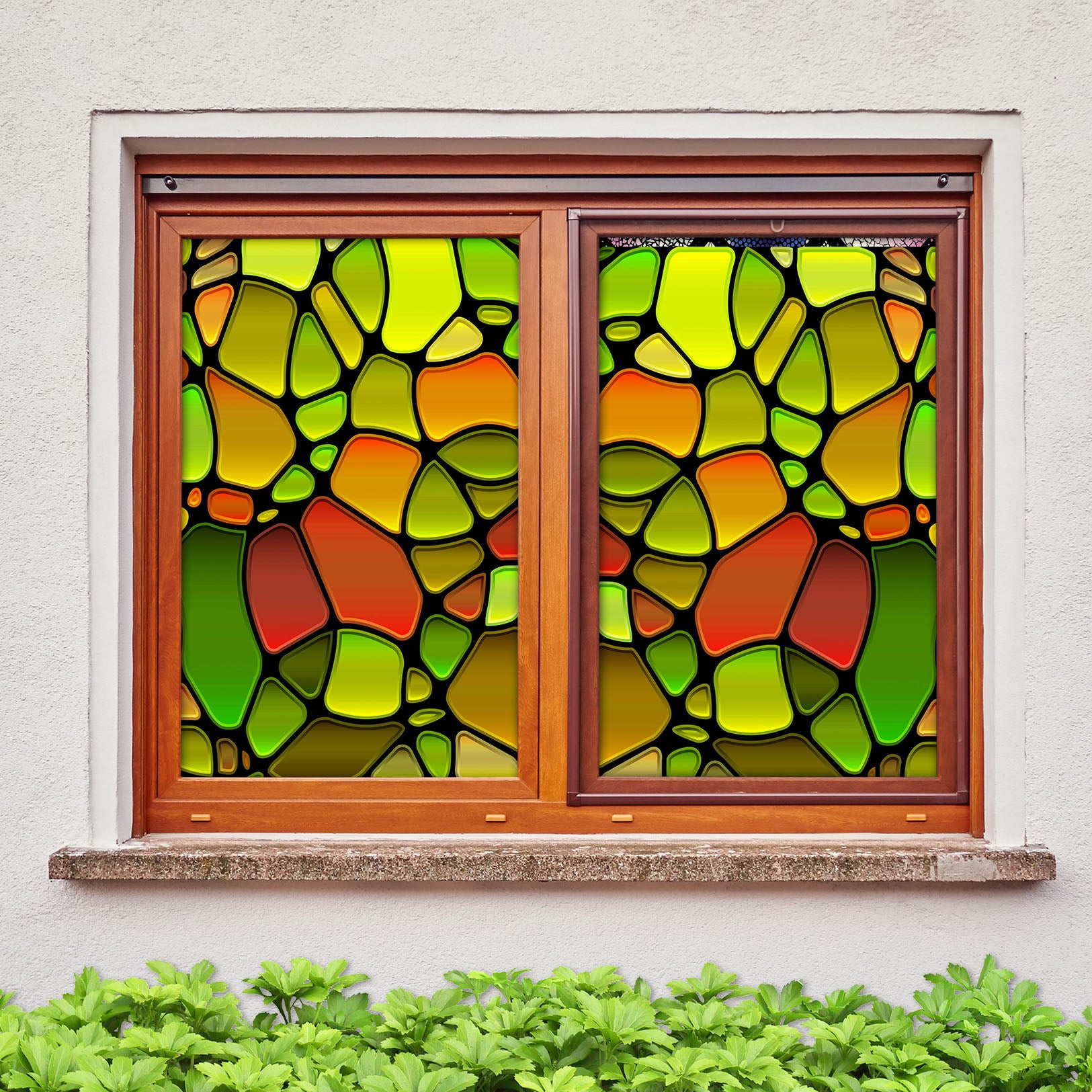 3D Irregular Round 460 Window Film Print Sticker Cling Stained Glass UV Block